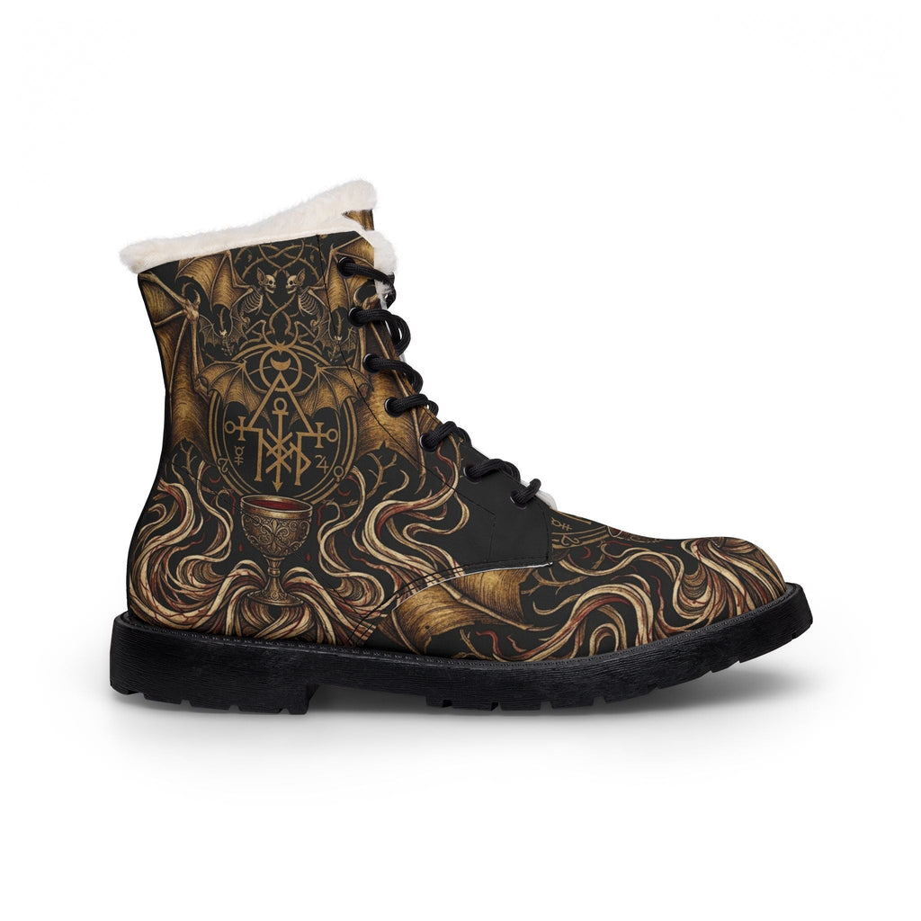 Men's Fur - Lined Leather Boots — Rustic Vampire Sigil DesignEmber Spirit Apparel