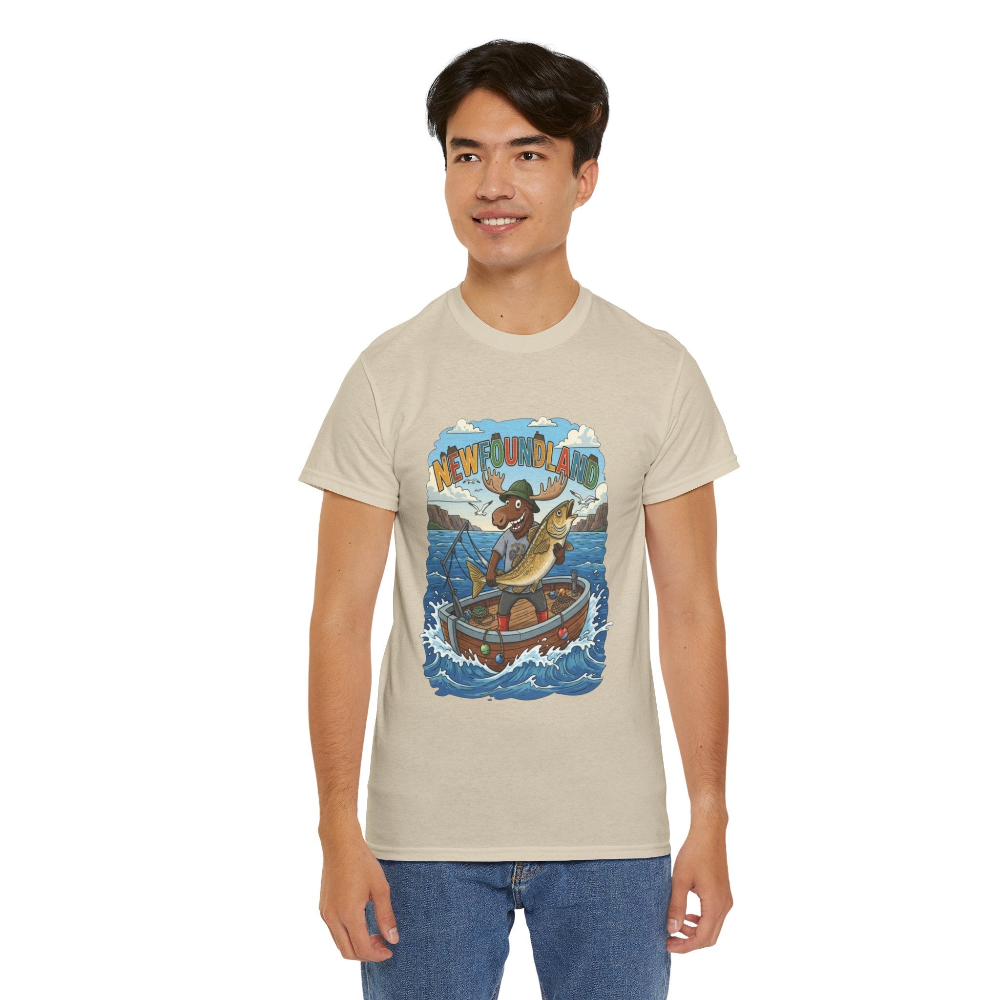 Newfoundland Fishing Moose Tee – Unisex Graphic ShirtEmber Spirit Apparel