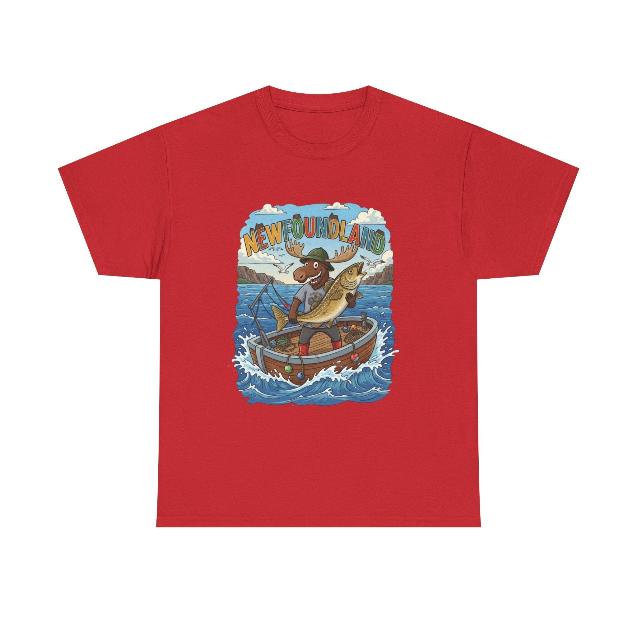 Newfoundland Fishing Moose Tee – Unisex Graphic ShirtEmber Spirit Apparel