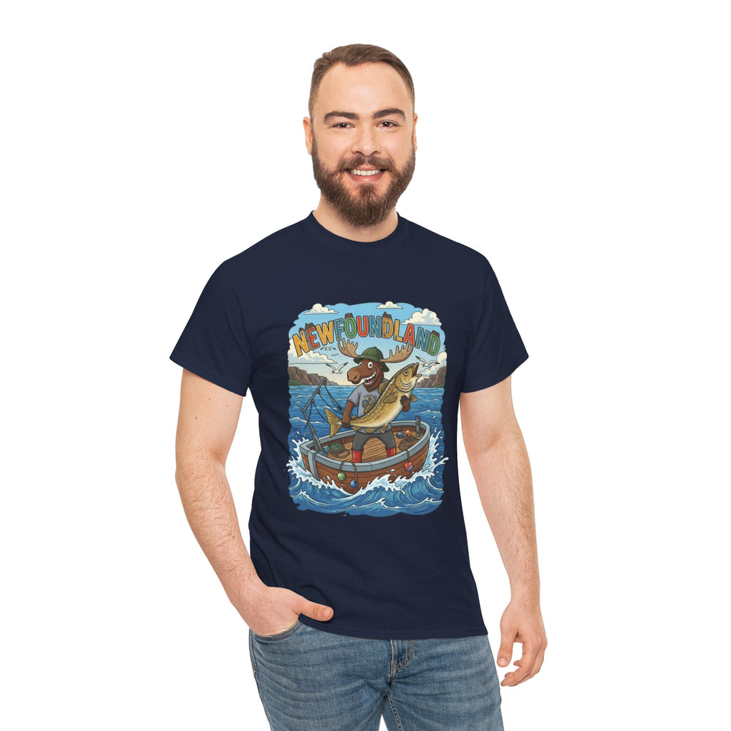 Newfoundland Fishing Moose Tee – Unisex Graphic ShirtEmber Spirit Apparel
