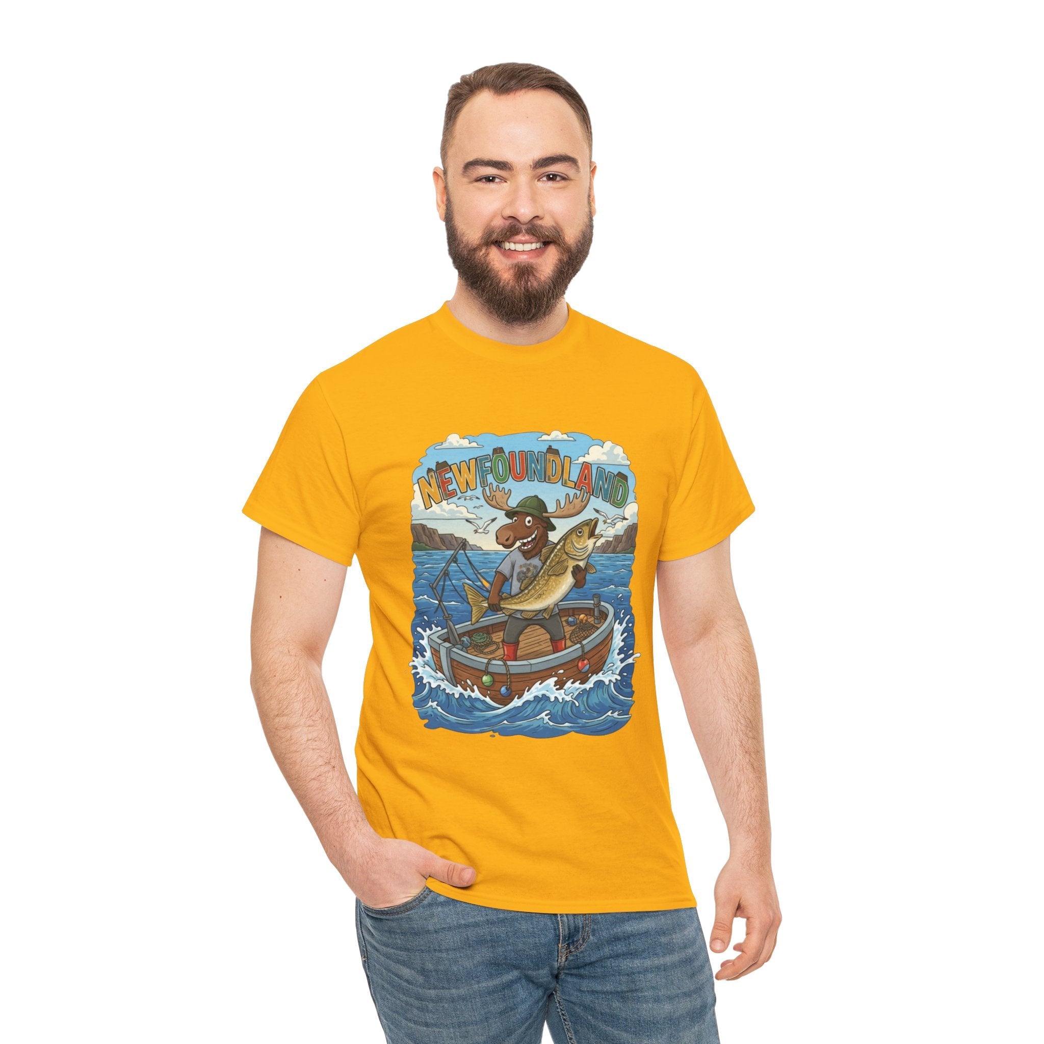 Newfoundland Fishing Moose Tee – Unisex Graphic ShirtEmber Spirit Apparel