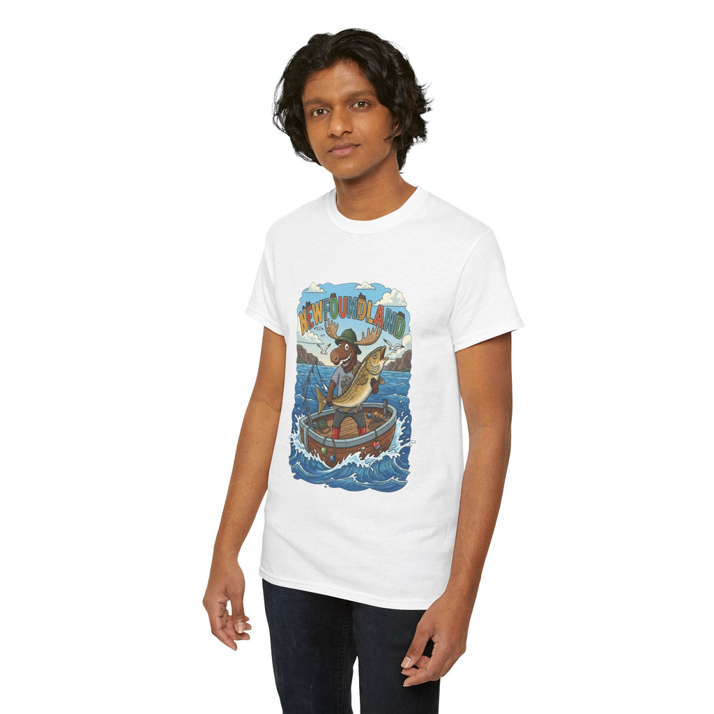 Newfoundland Fishing Moose Tee – Unisex Graphic ShirtEmber Spirit Apparel