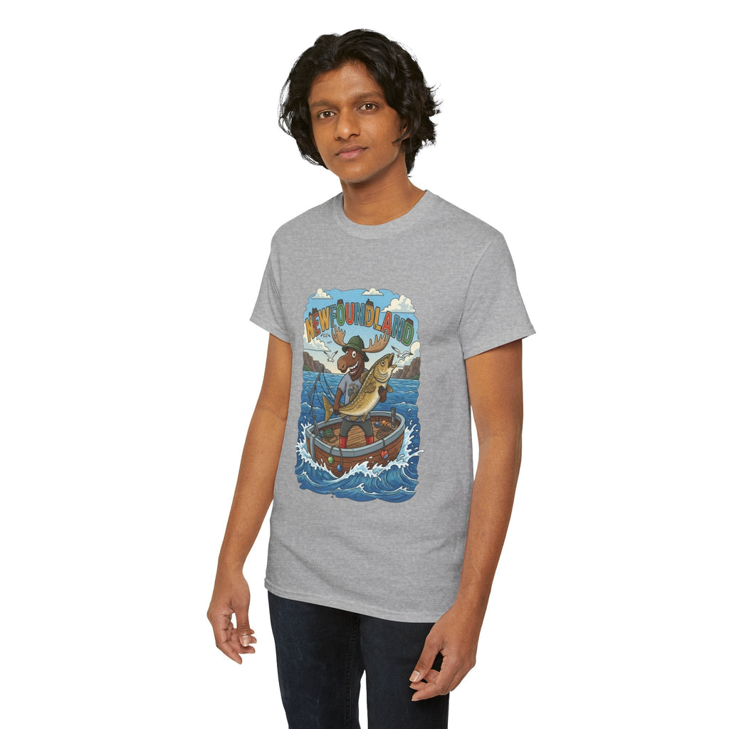 Newfoundland Fishing Moose Tee – Unisex Graphic ShirtEmber Spirit Apparel