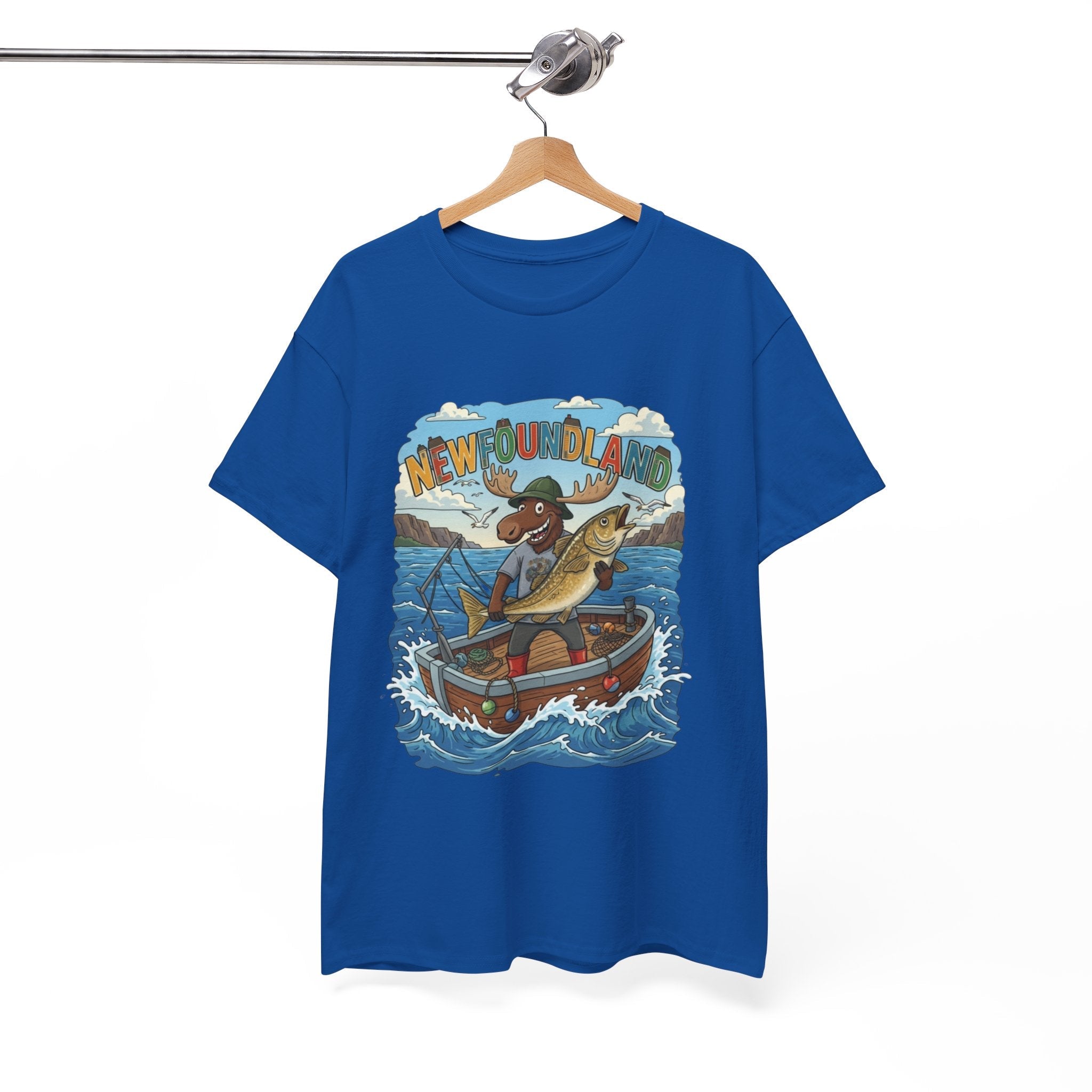 Newfoundland Fishing Moose Tee – Unisex Graphic ShirtEmber Spirit Apparel
