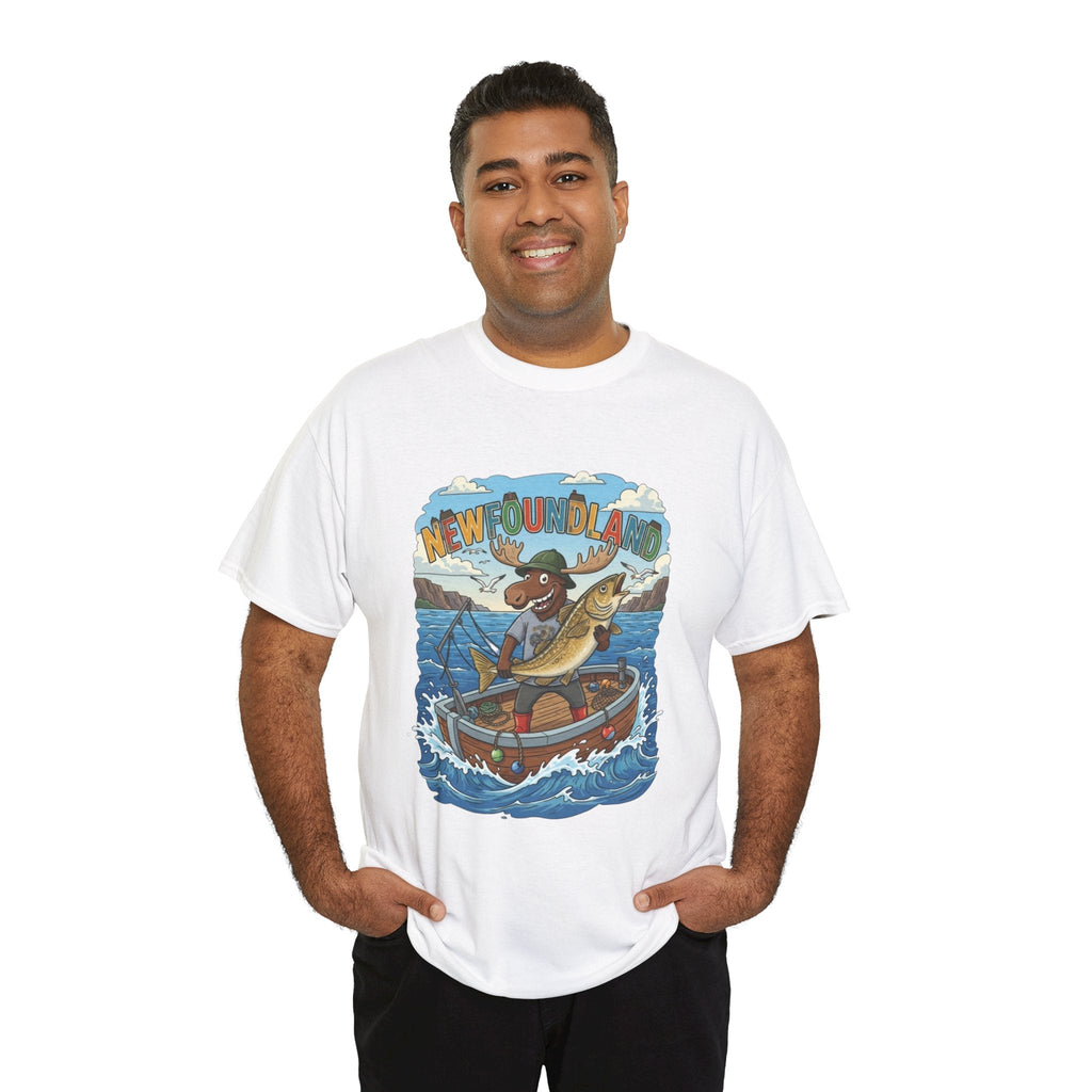 Newfoundland Fishing Moose Tee – Unisex Graphic ShirtEmber Spirit Apparel