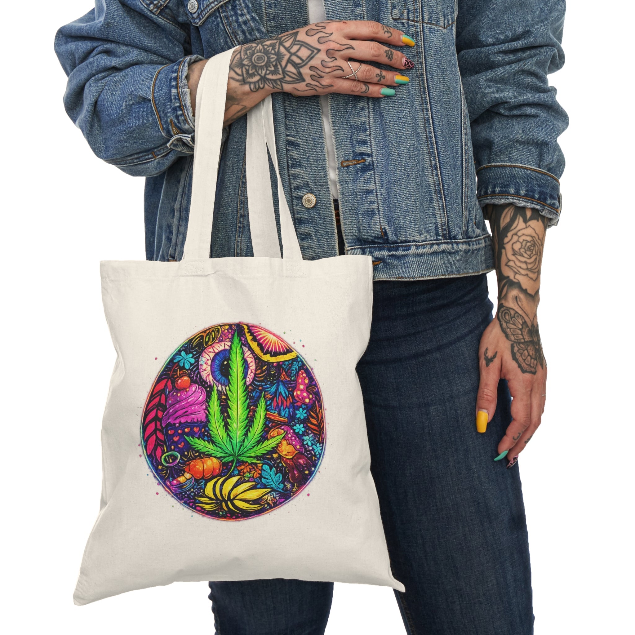 Blacklight - Reactive Natural Tote Bag — Daylight Cool, UV - Glow DesignEmber Spirit Apparel