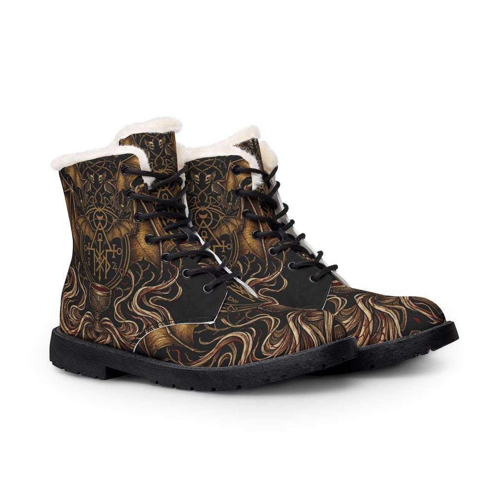 Men's Fur - Lined Leather Boots — Rustic Vampire Sigil DesignEmber Spirit Apparel
