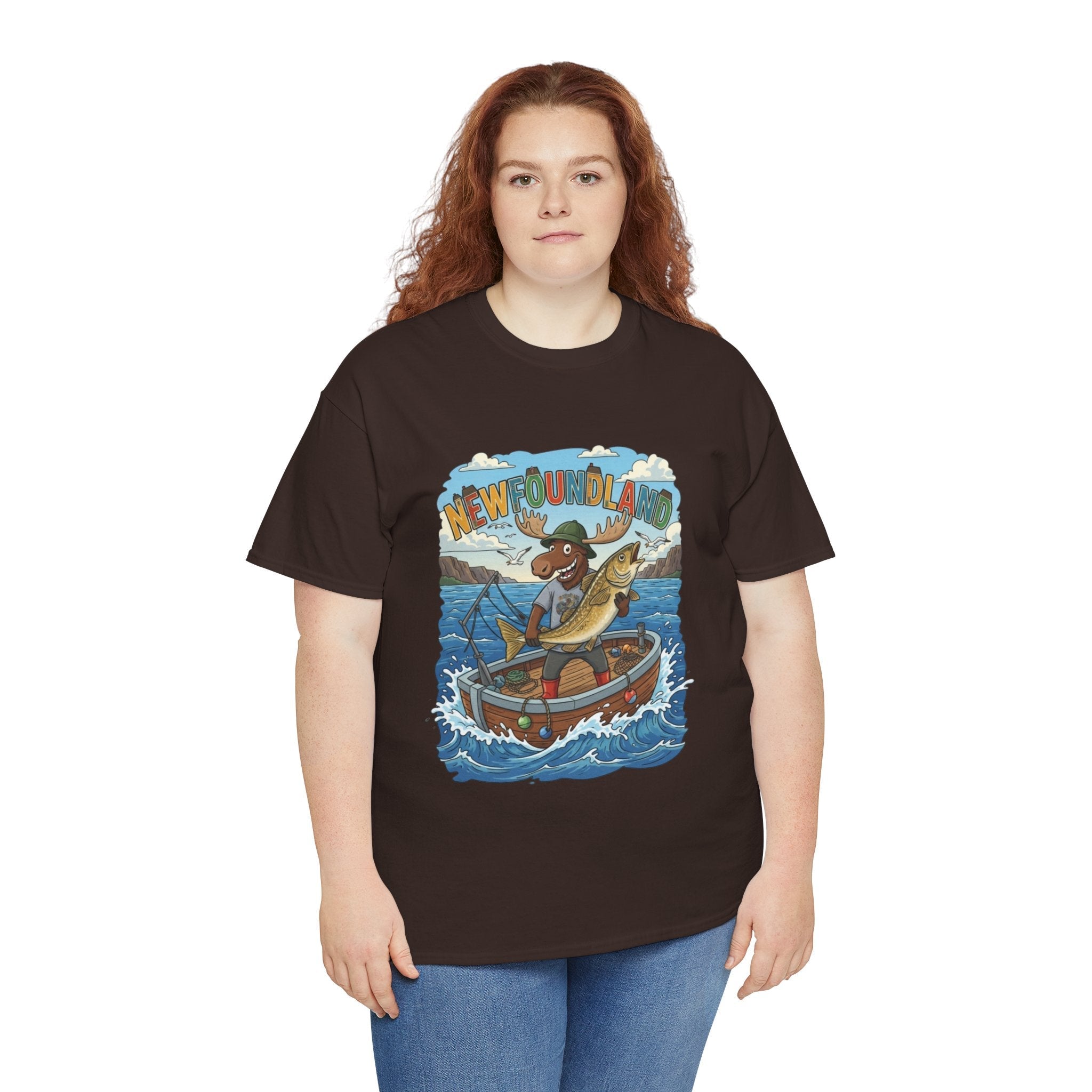 Newfoundland Fishing Moose Tee – Unisex Graphic ShirtEmber Spirit Apparel