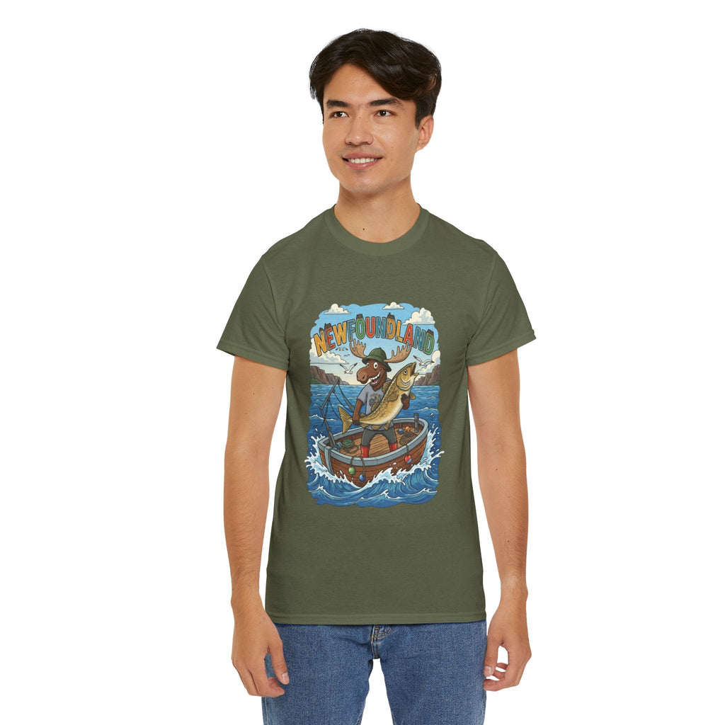 Newfoundland Fishing Moose Tee – Unisex Graphic ShirtEmber Spirit Apparel