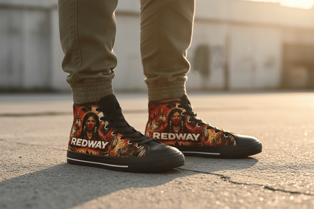 Redway Native Portrait High - Top Sneakers — Men’s Classic ShoesEmber Spirit Apparel