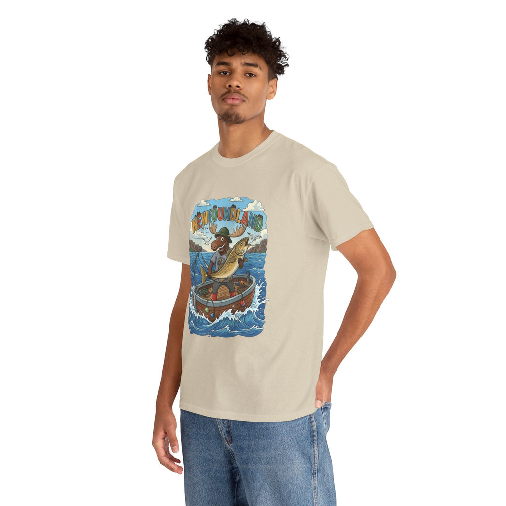 Newfoundland Fishing Moose Tee – Unisex Graphic ShirtEmber Spirit Apparel
