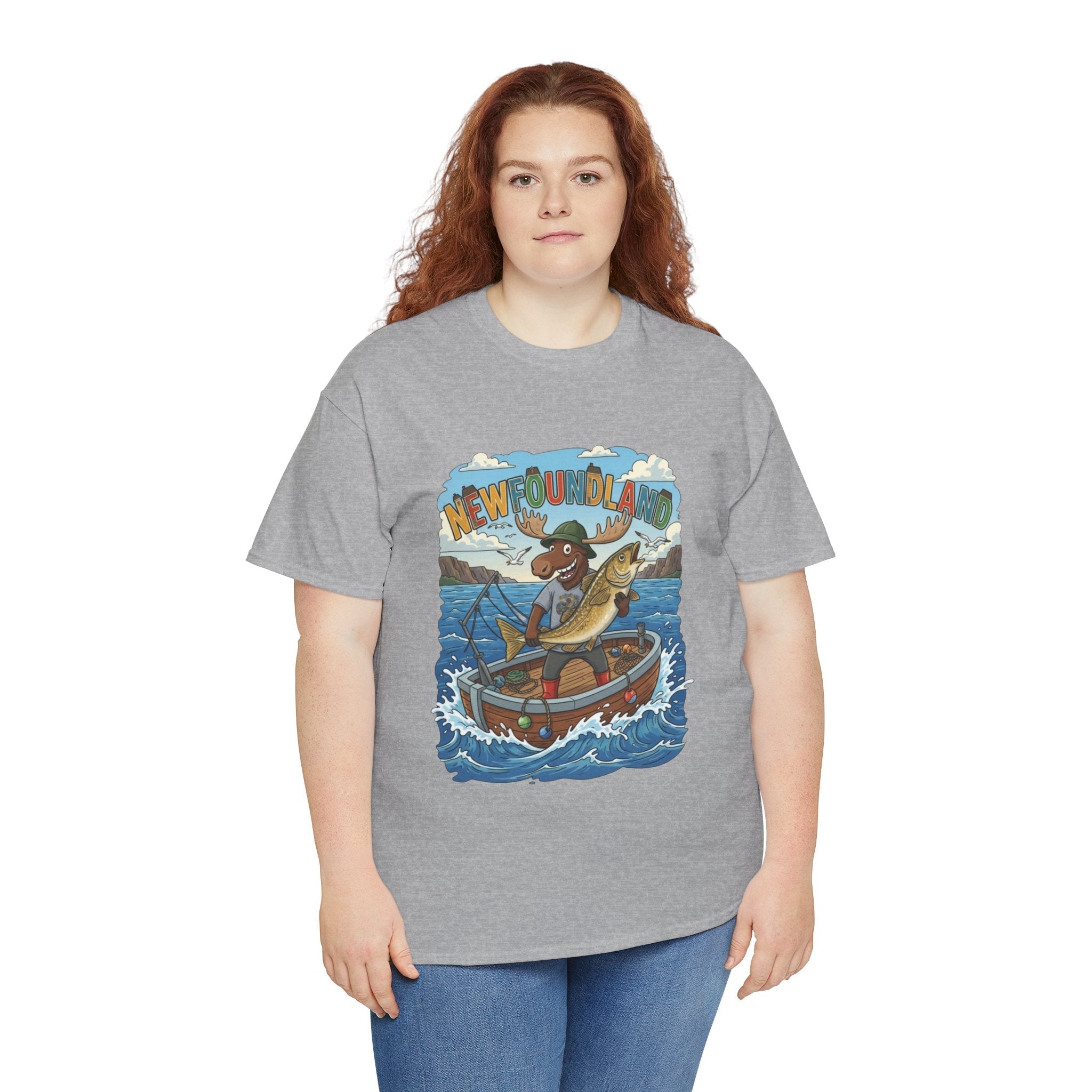 Newfoundland Fishing Moose Tee – Unisex Graphic ShirtEmber Spirit Apparel
