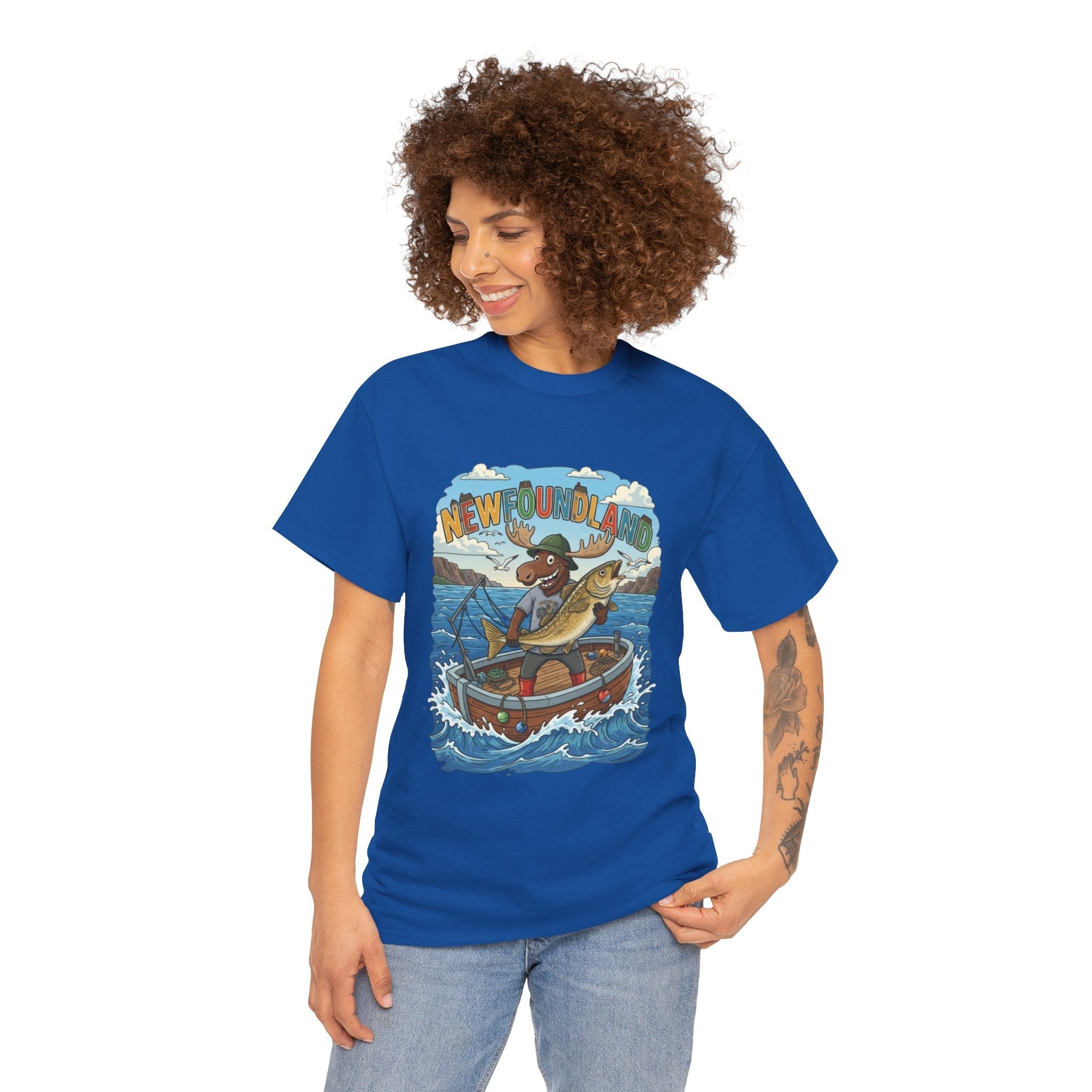 Newfoundland Fishing Moose Tee – Unisex Graphic ShirtEmber Spirit Apparel