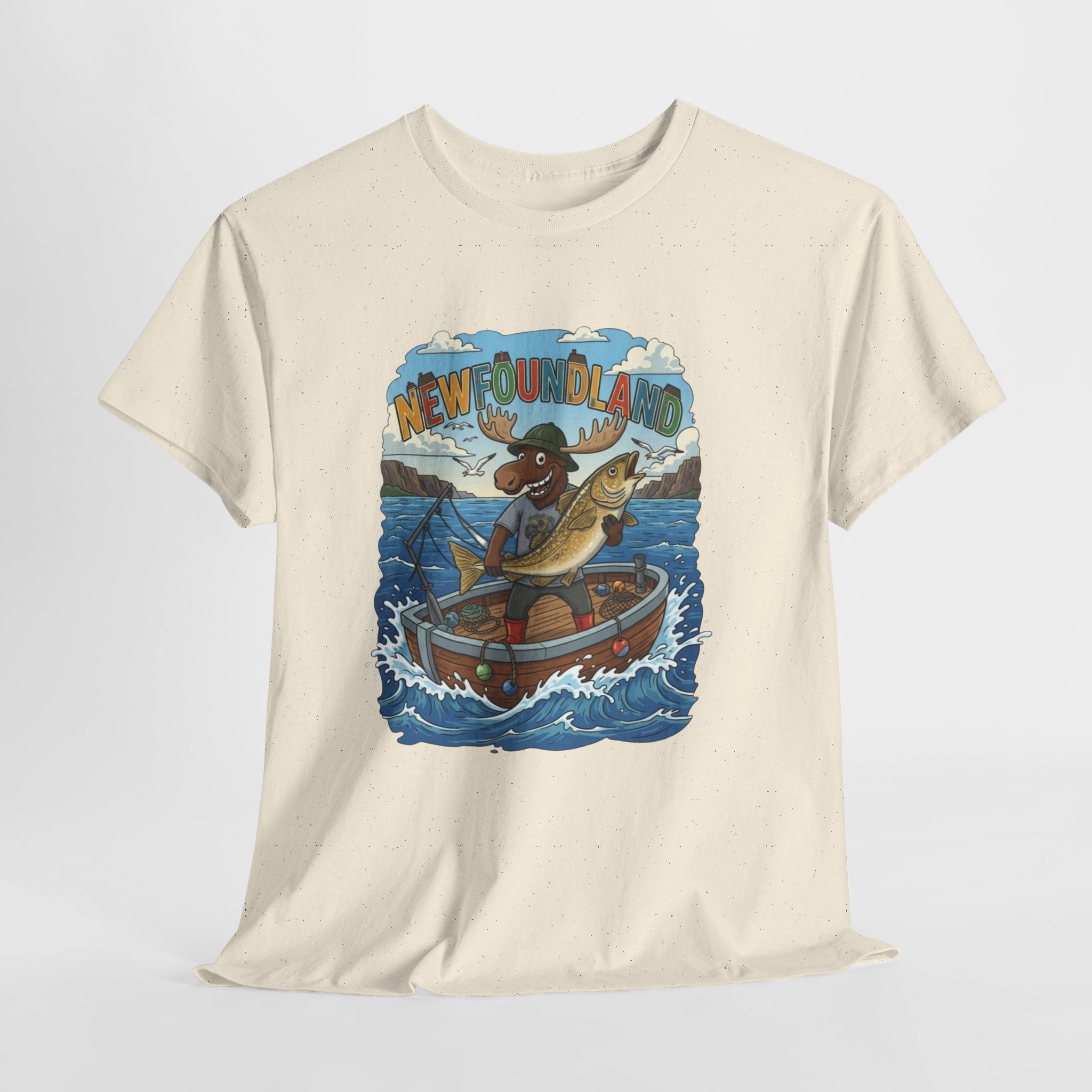 Newfoundland Fishing Moose Tee – Unisex Graphic ShirtEmber Spirit Apparel
