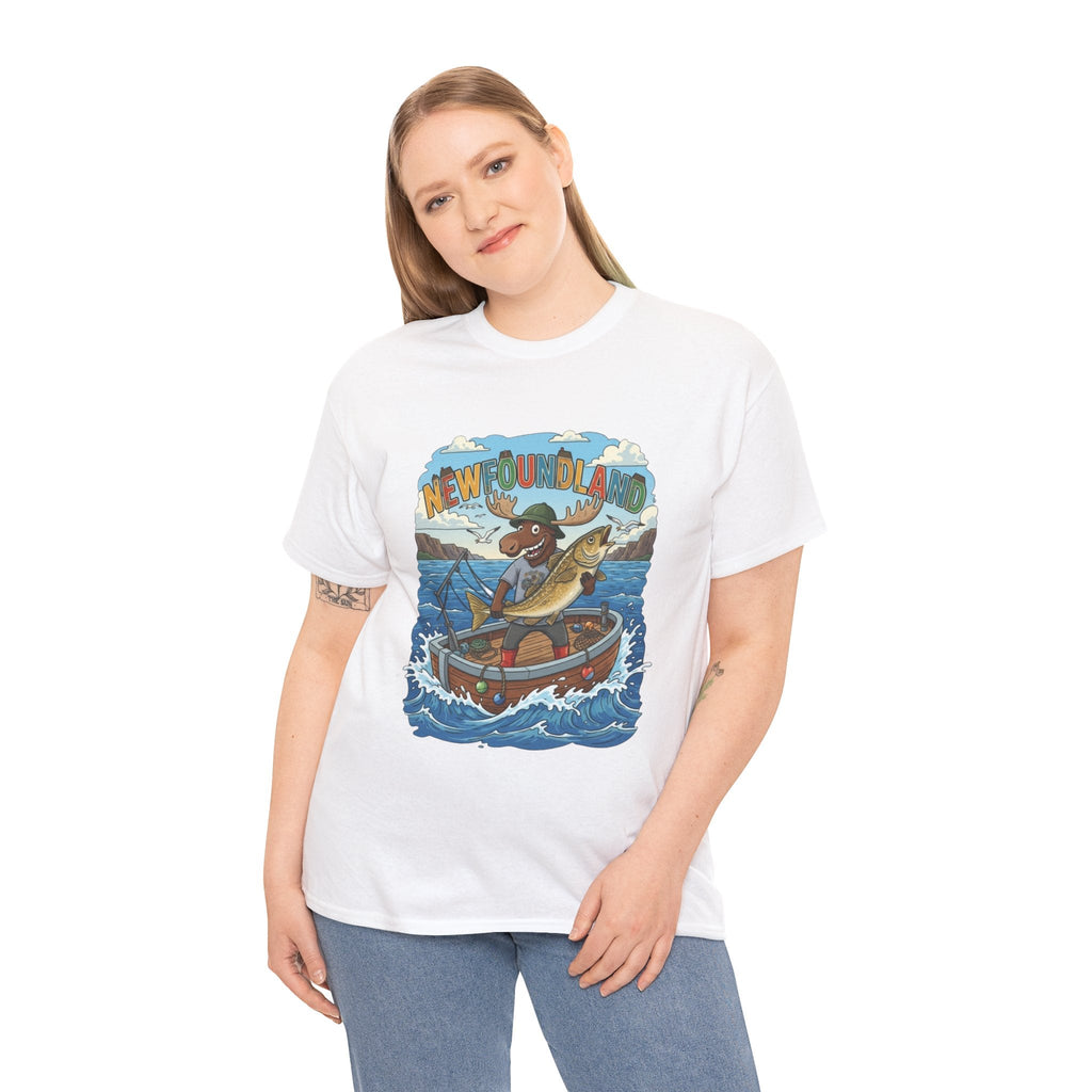 Newfoundland Fishing Moose Tee – Unisex Graphic ShirtEmber Spirit Apparel
