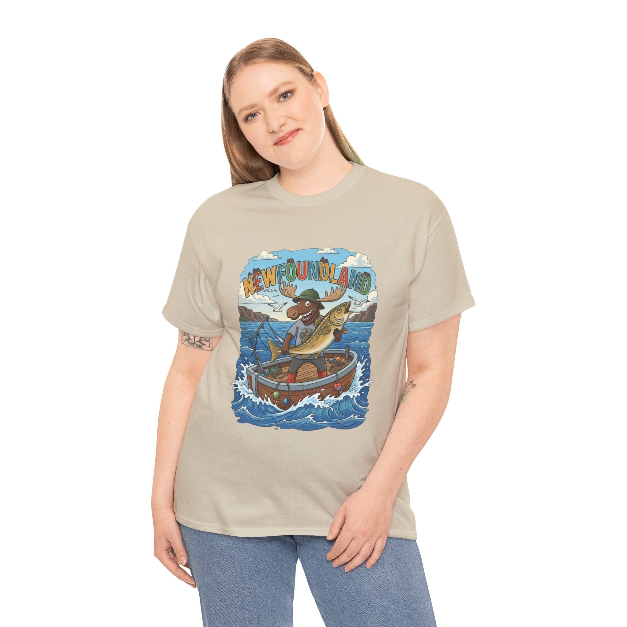 Newfoundland Fishing Moose Tee – Unisex Graphic ShirtEmber Spirit Apparel