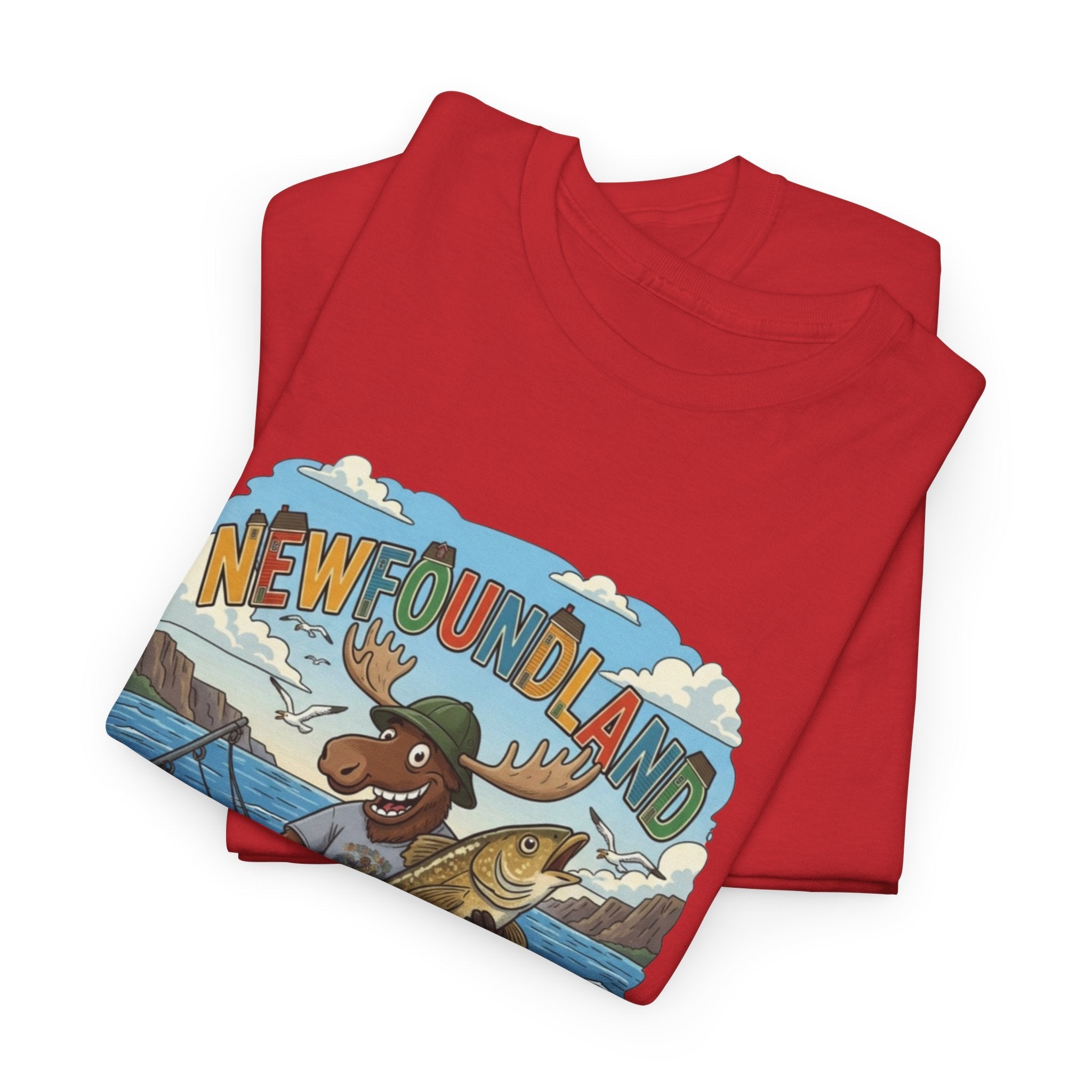 Newfoundland Fishing Moose Tee – Unisex Graphic ShirtEmber Spirit Apparel