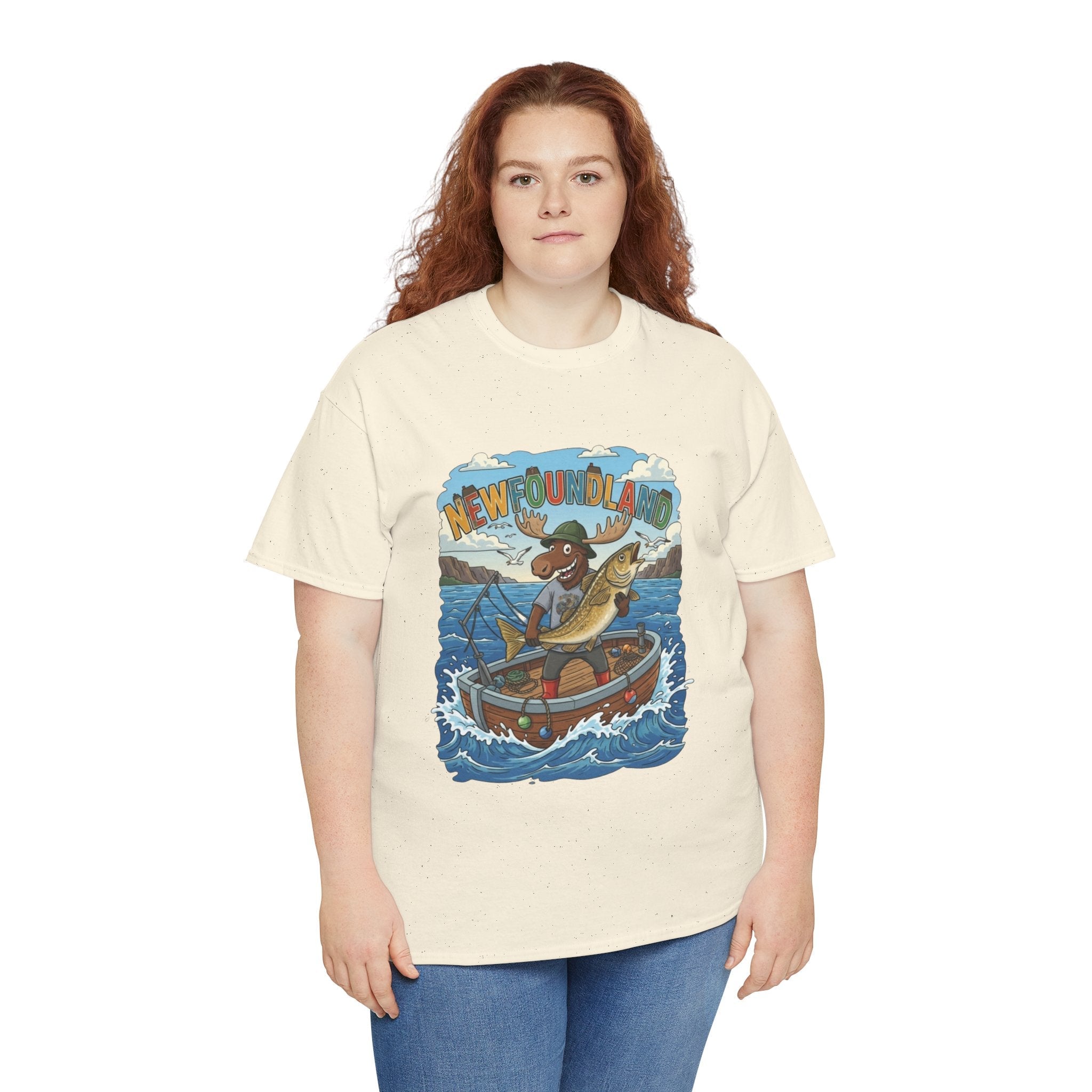 Newfoundland Fishing Moose Tee – Unisex Graphic ShirtEmber Spirit Apparel