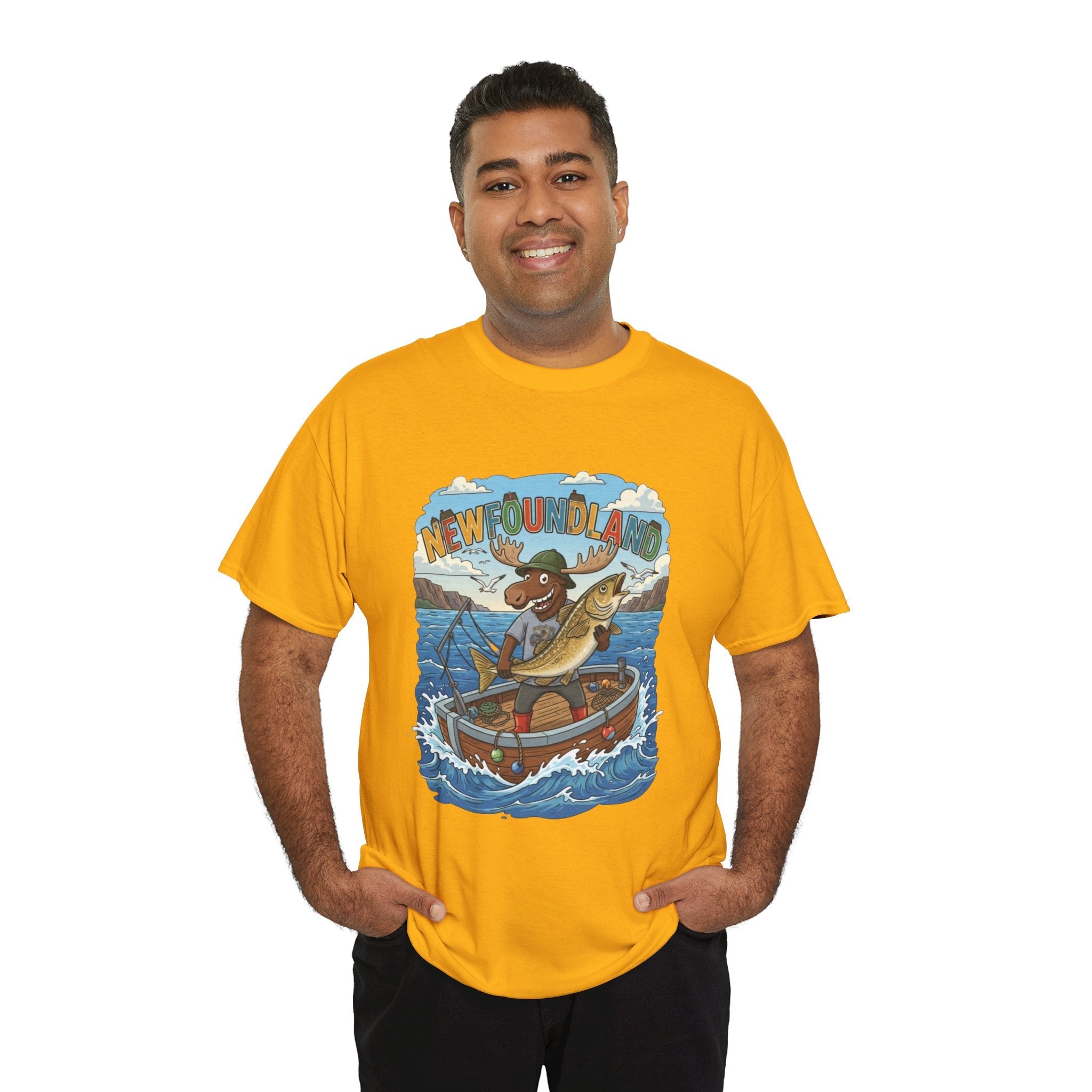Newfoundland Fishing Moose Tee – Unisex Graphic ShirtEmber Spirit Apparel