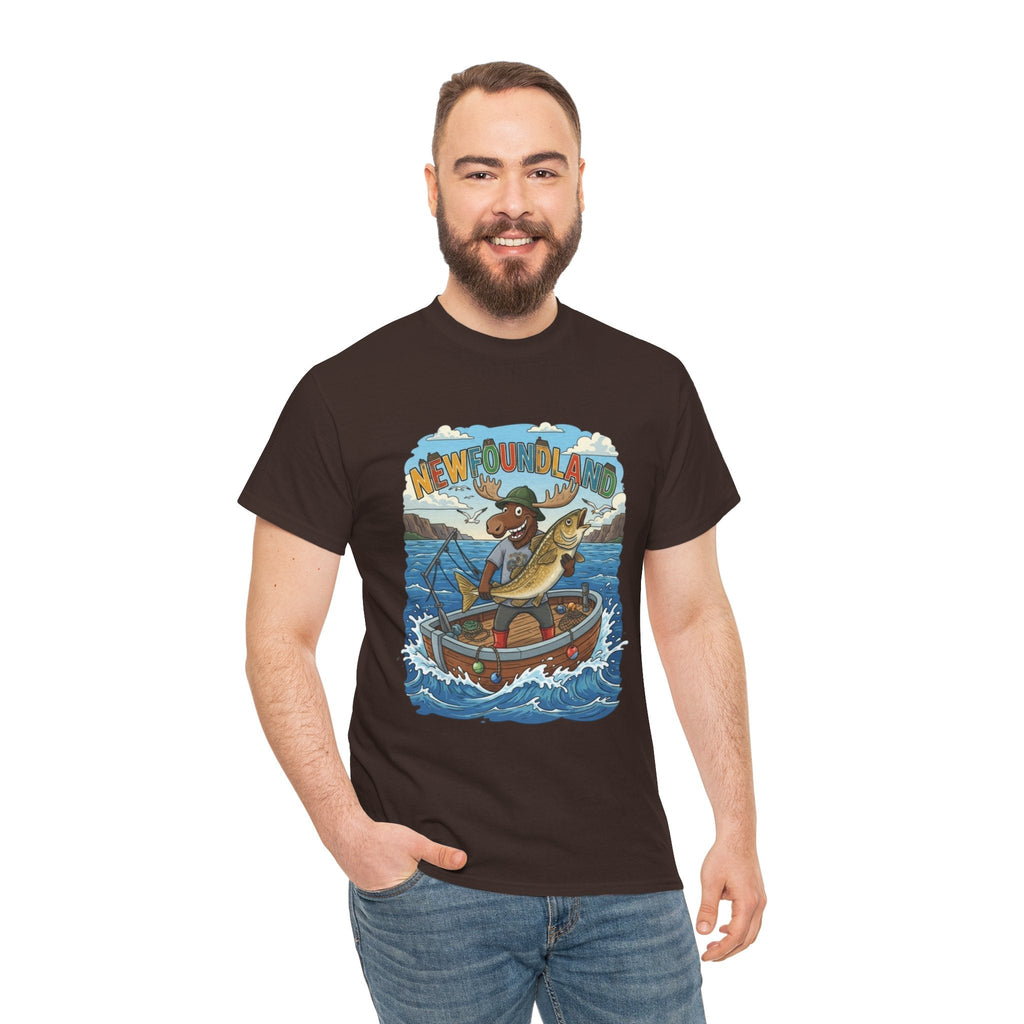 Newfoundland Fishing Moose Tee – Unisex Graphic ShirtEmber Spirit Apparel