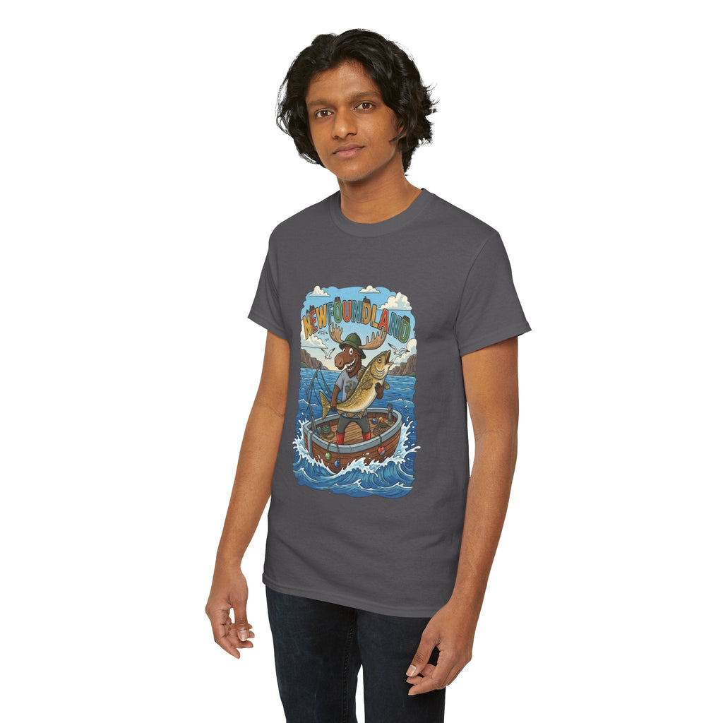 Newfoundland Fishing Moose Tee – Unisex Graphic ShirtEmber Spirit Apparel