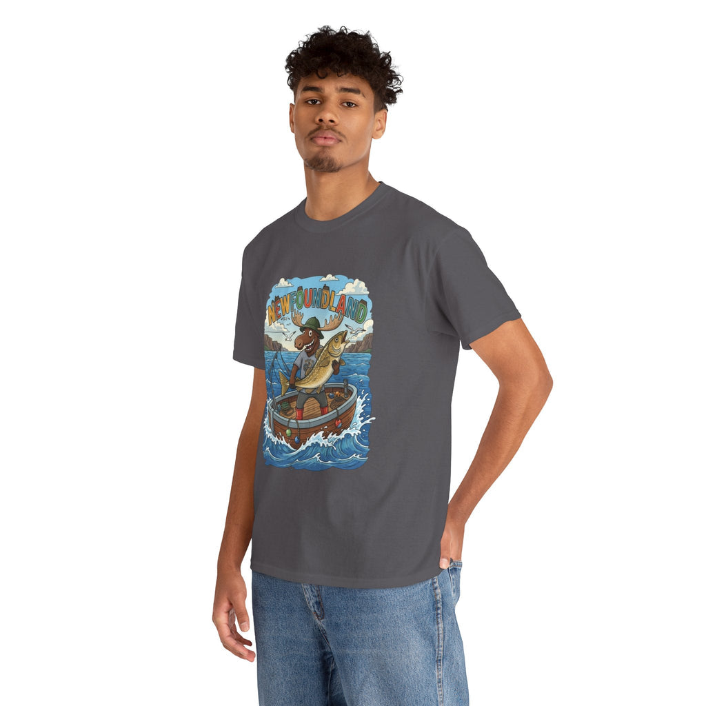Newfoundland Fishing Moose Tee – Unisex Graphic ShirtEmber Spirit Apparel