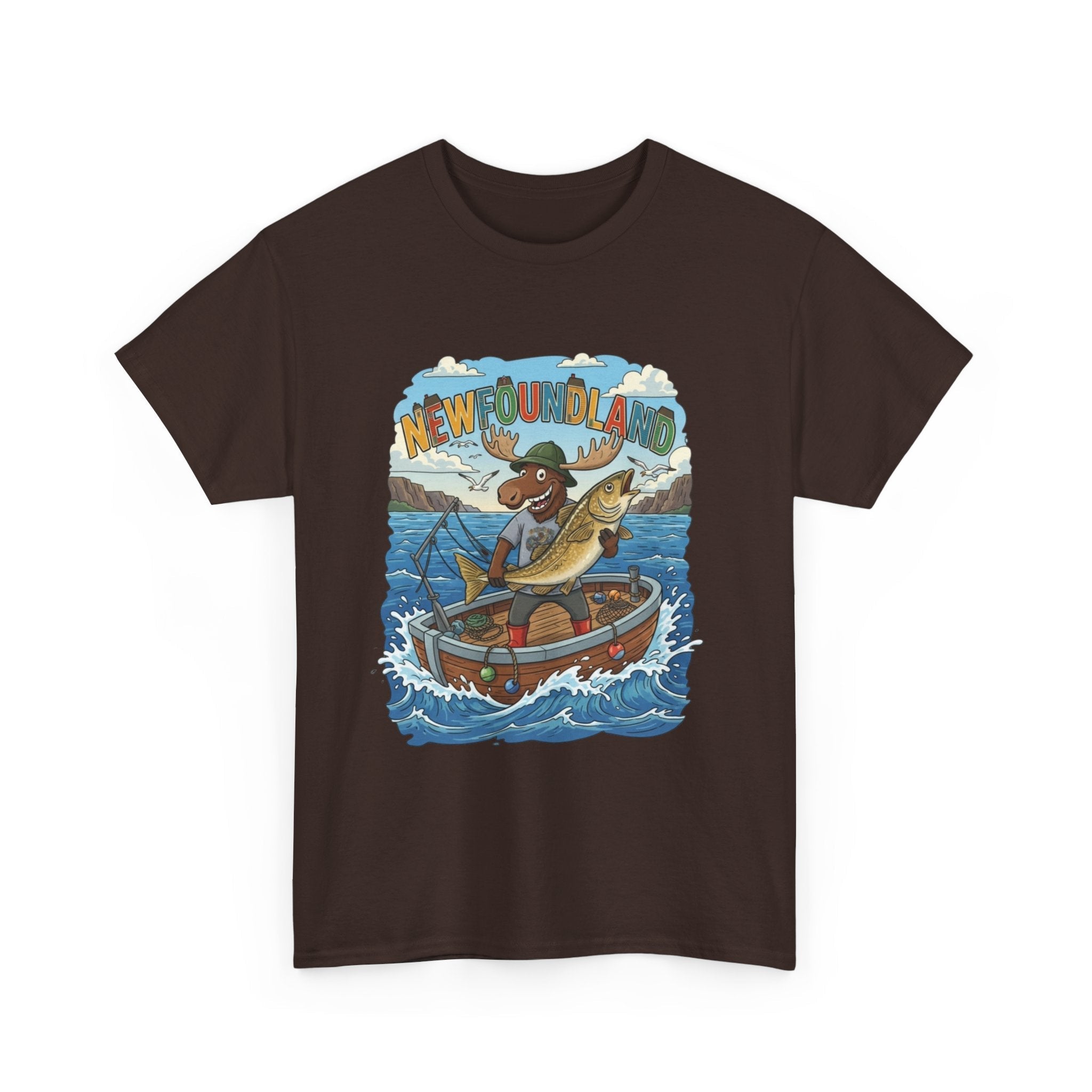 Newfoundland Fishing Moose Tee – Unisex Graphic ShirtEmber Spirit Apparel