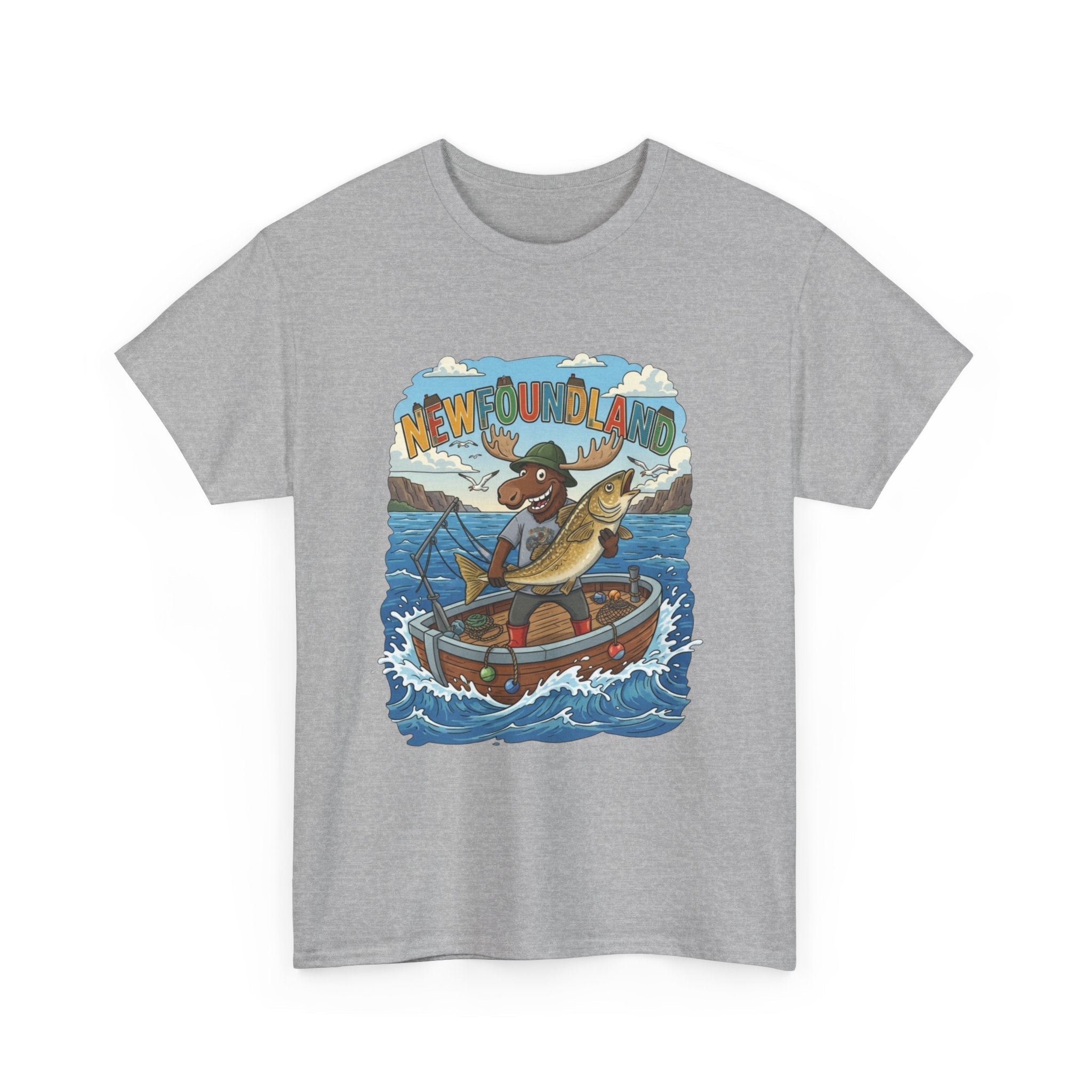 Newfoundland Fishing Moose Tee – Unisex Graphic ShirtEmber Spirit Apparel