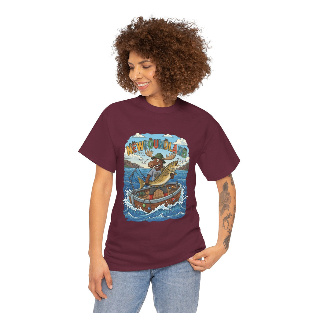 Newfoundland Fishing Moose Tee – Unisex Graphic ShirtEmber Spirit Apparel