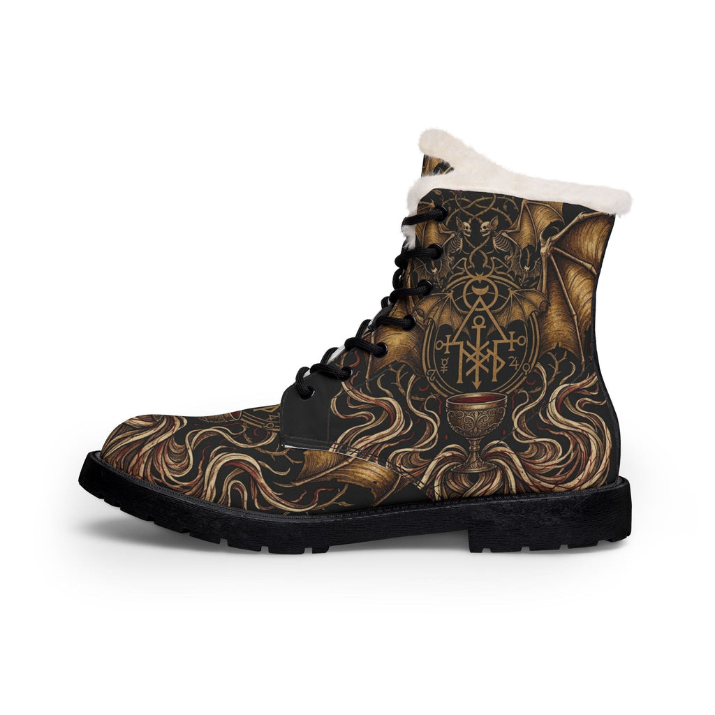 Men's Fur - Lined Leather Boots — Rustic Vampire Sigil DesignEmber Spirit Apparel