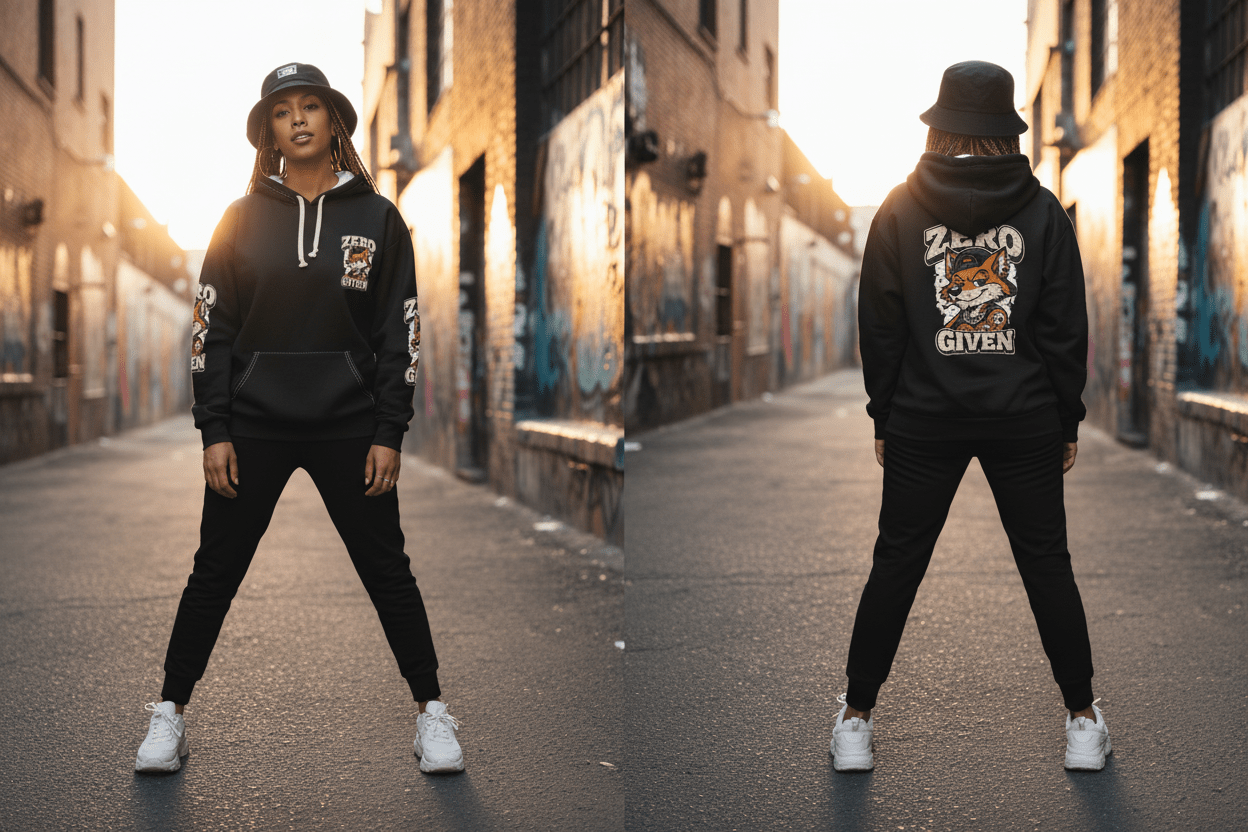 Zero Fox Given Bold Hoodie, rear view, clean back and hood detail