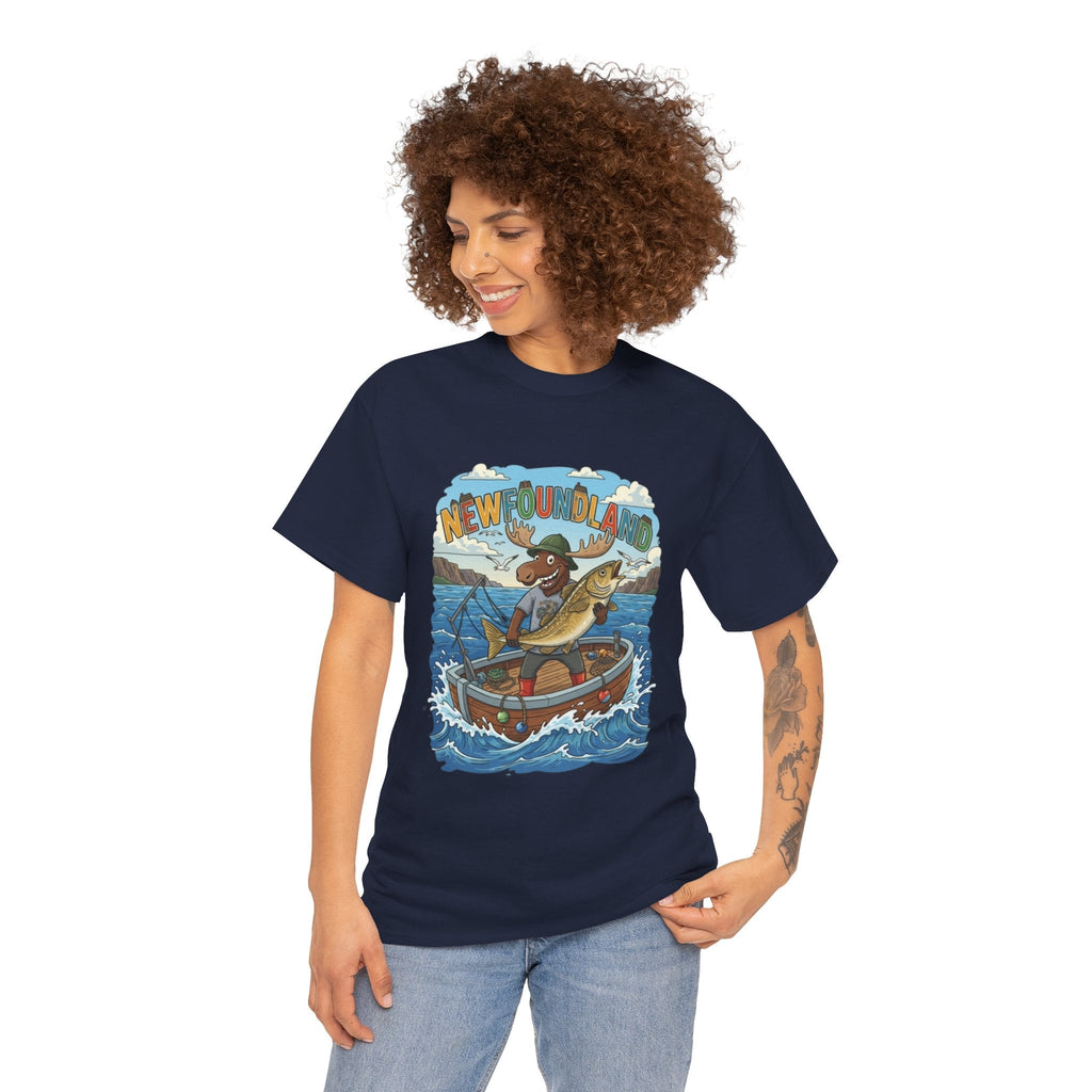Newfoundland Fishing Moose Tee – Unisex Graphic ShirtEmber Spirit Apparel