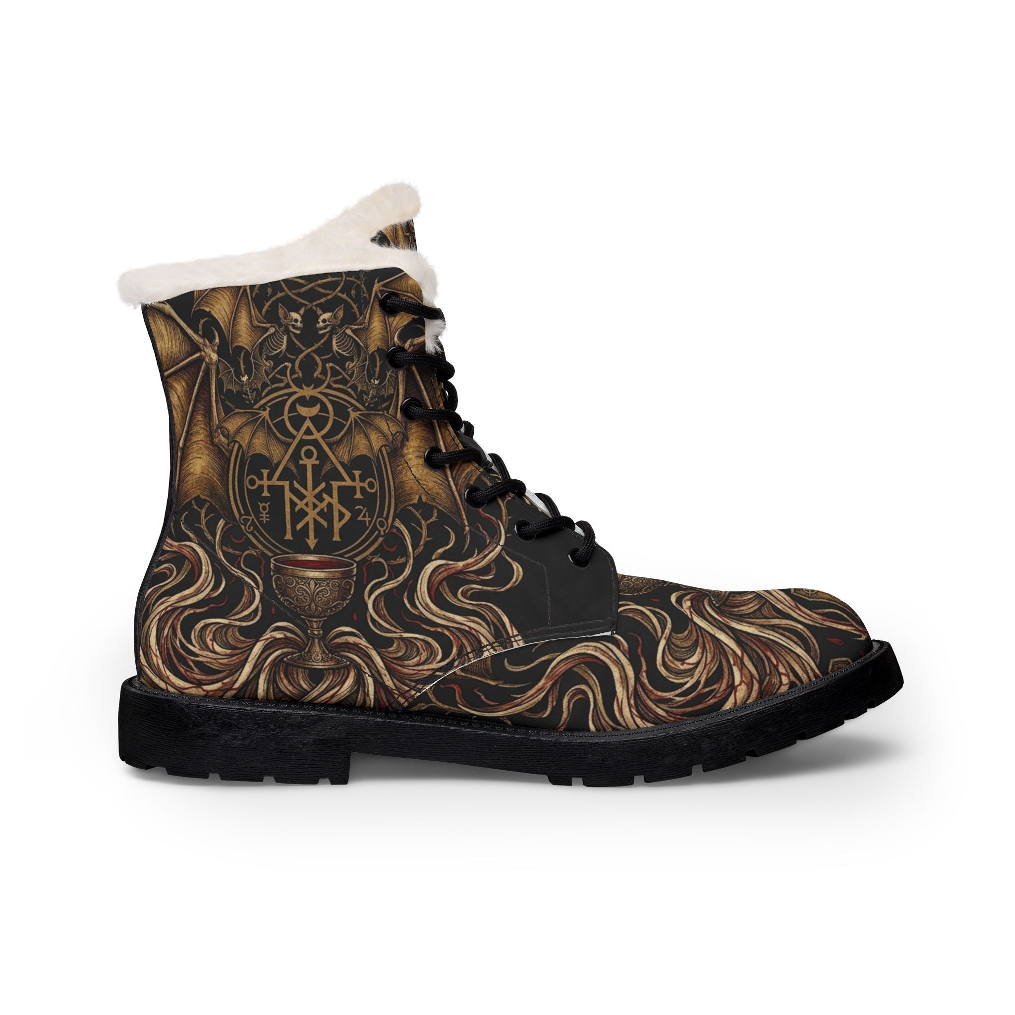 Men's Fur - Lined Leather Boots — Rustic Vampire Sigil DesignEmber Spirit Apparel