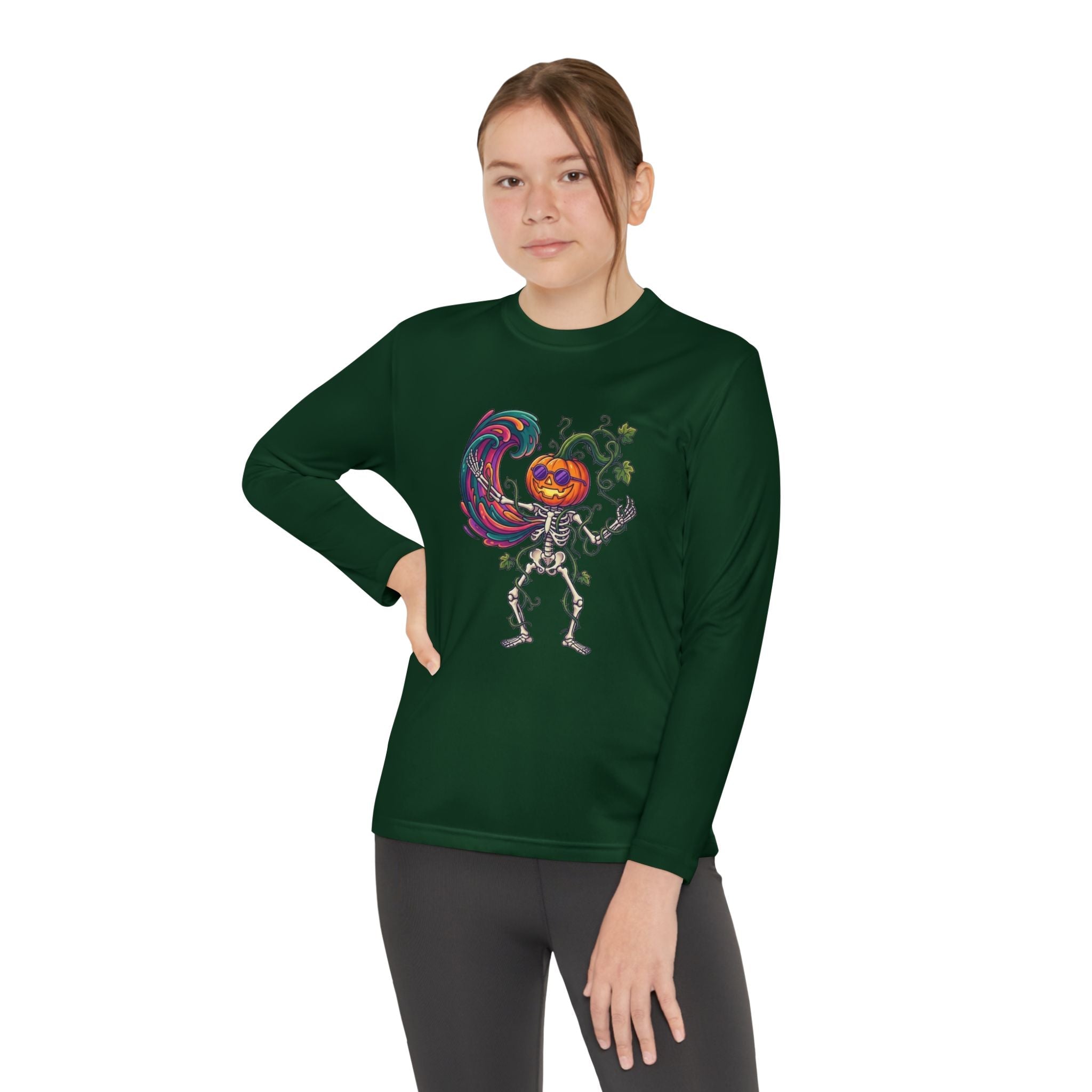 Youth Halloween Pumpkin Skeleton Long Sleeve Tee - Christophers InspirationEmber Spirit Apparel