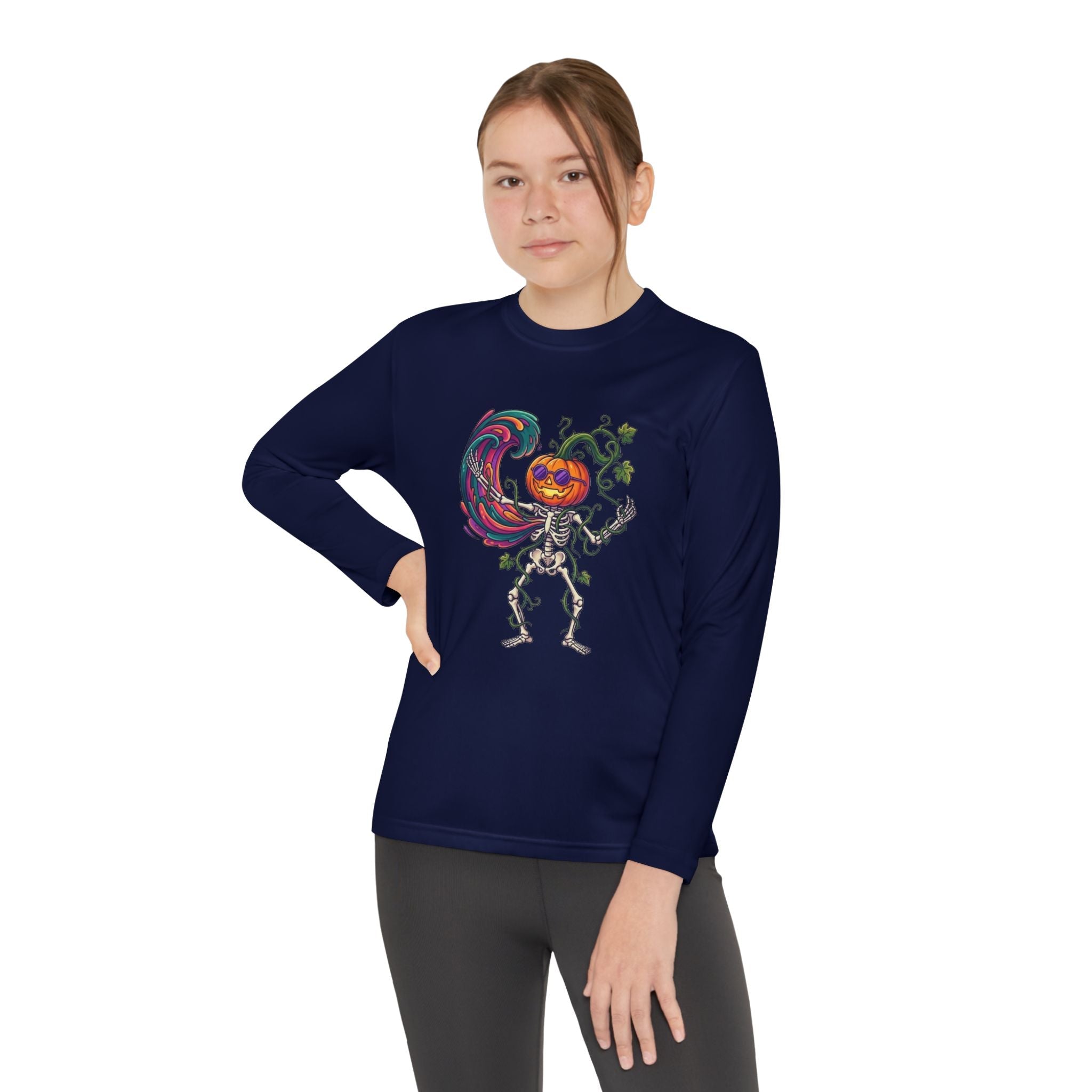 Youth Halloween Pumpkin Skeleton Long Sleeve Tee - Christophers InspirationEmber Spirit Apparel
