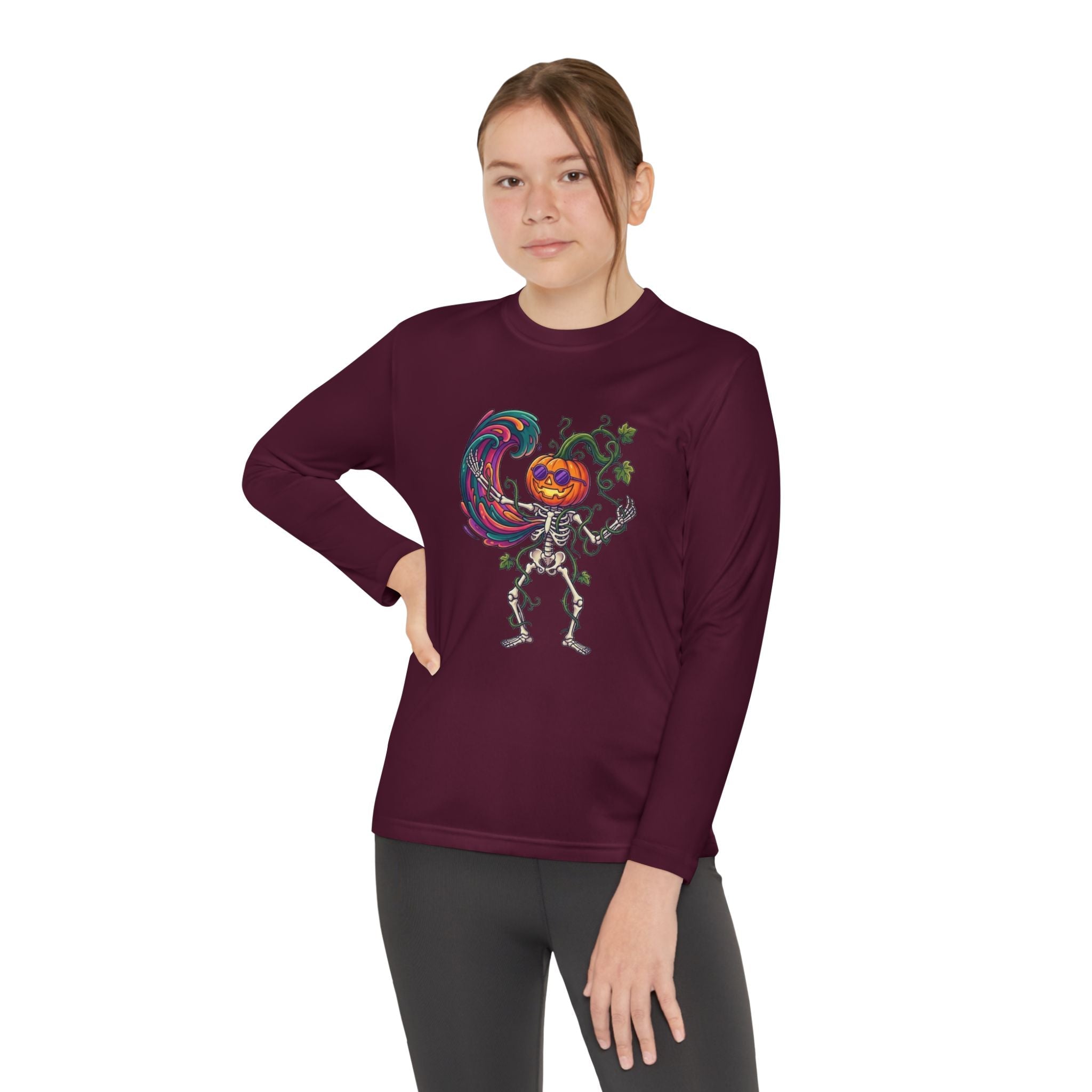 Youth Halloween Pumpkin Skeleton Long Sleeve Tee - Christophers InspirationEmber Spirit Apparel