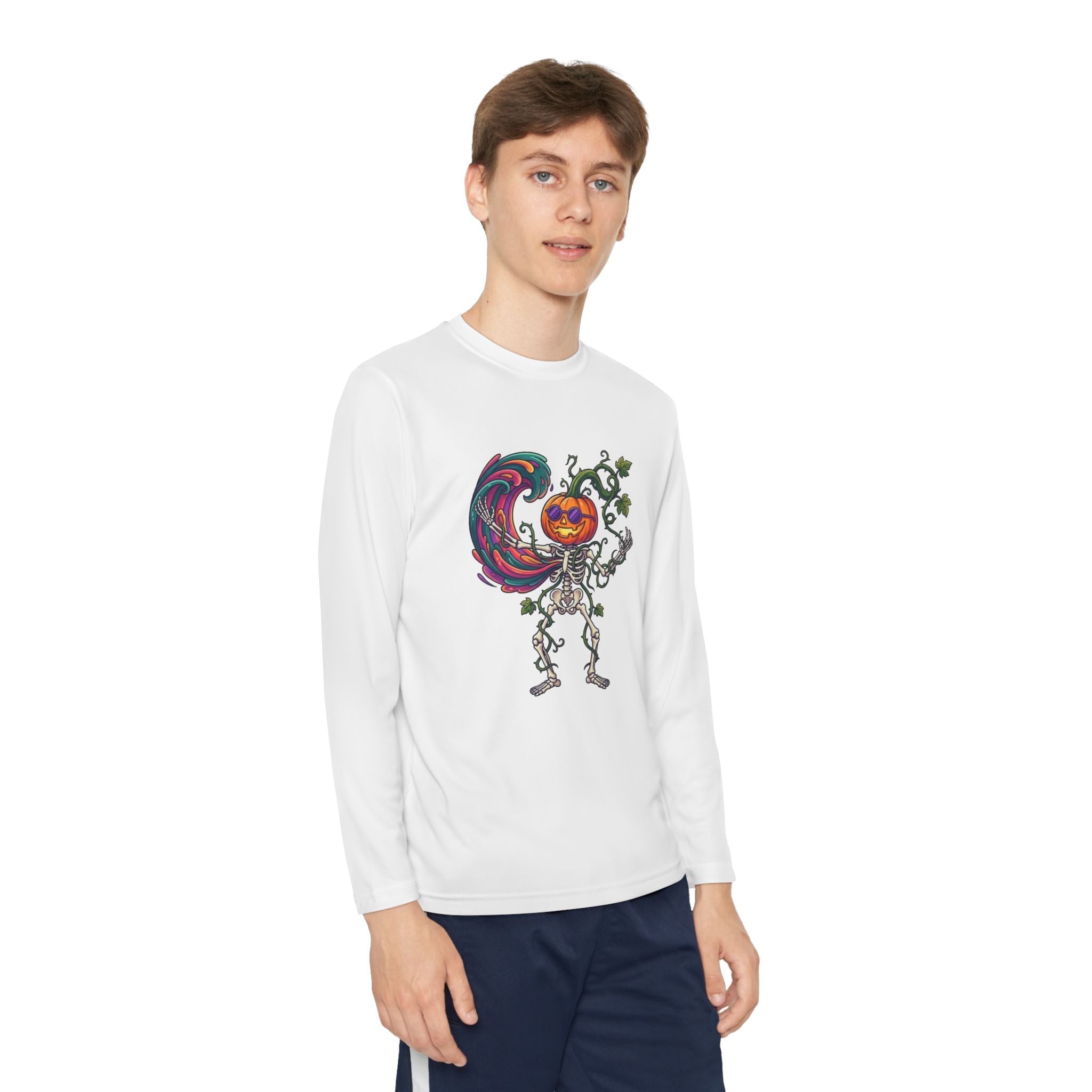 Youth Halloween Pumpkin Skeleton Long Sleeve Tee - Christophers InspirationEmber Spirit Apparel
