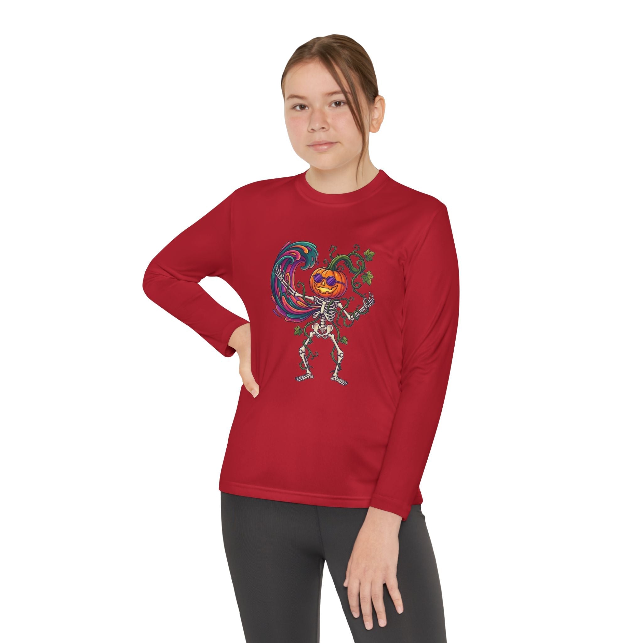 Youth Halloween Pumpkin Skeleton Long Sleeve Tee - Christophers InspirationEmber Spirit Apparel