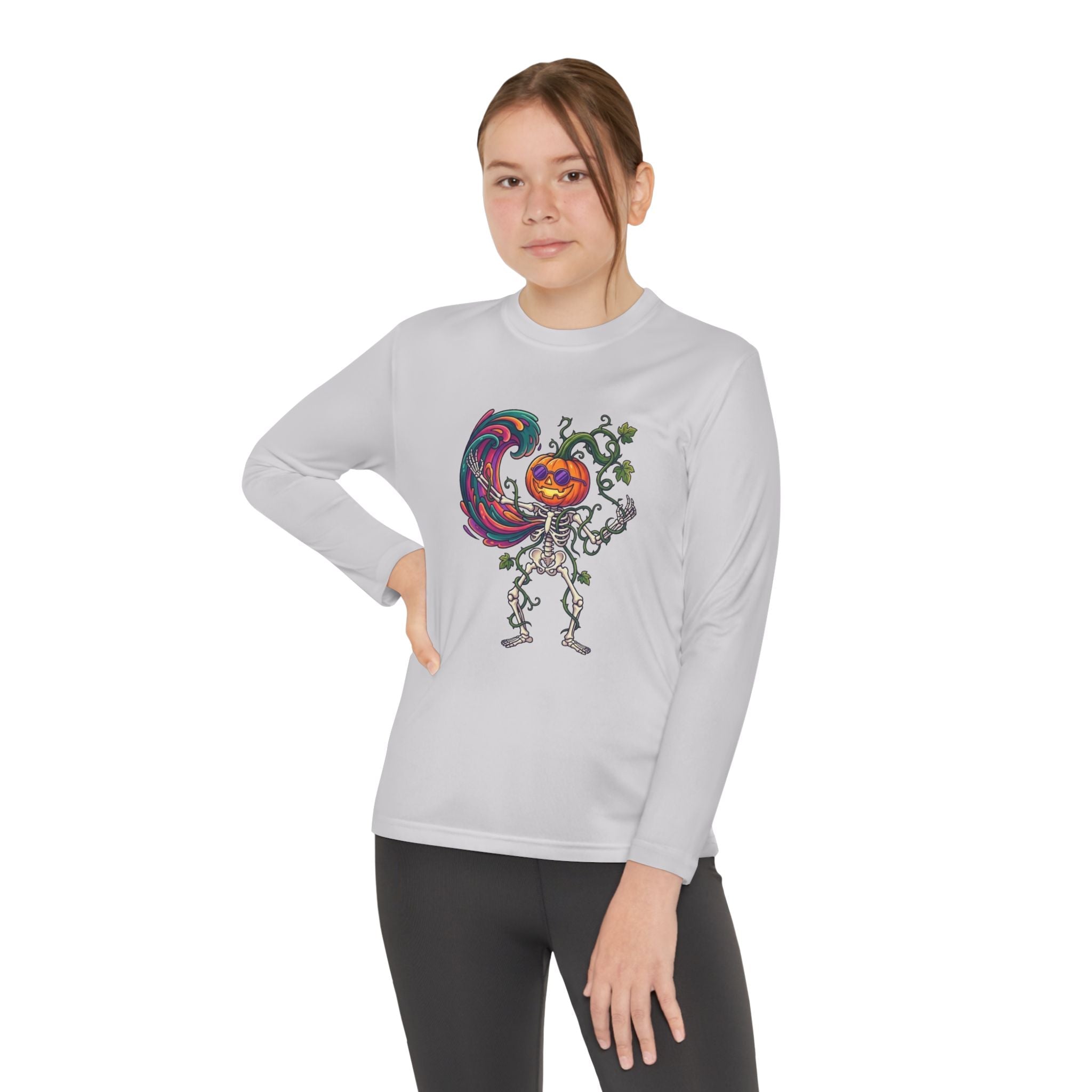 Youth Halloween Pumpkin Skeleton Long Sleeve Tee - Christophers InspirationEmber Spirit Apparel