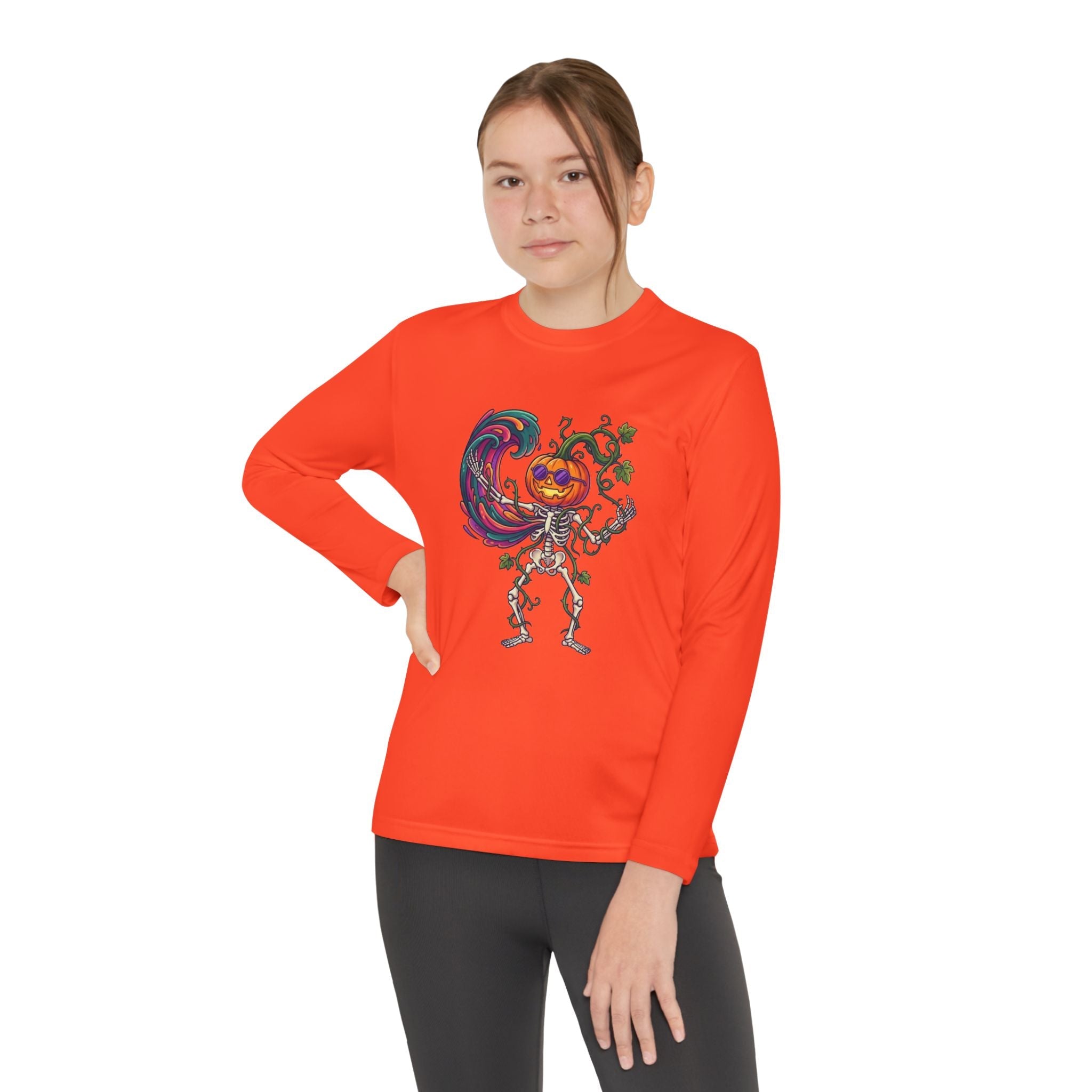 Youth Halloween Pumpkin Skeleton Long Sleeve Tee - Christophers InspirationEmber Spirit Apparel
