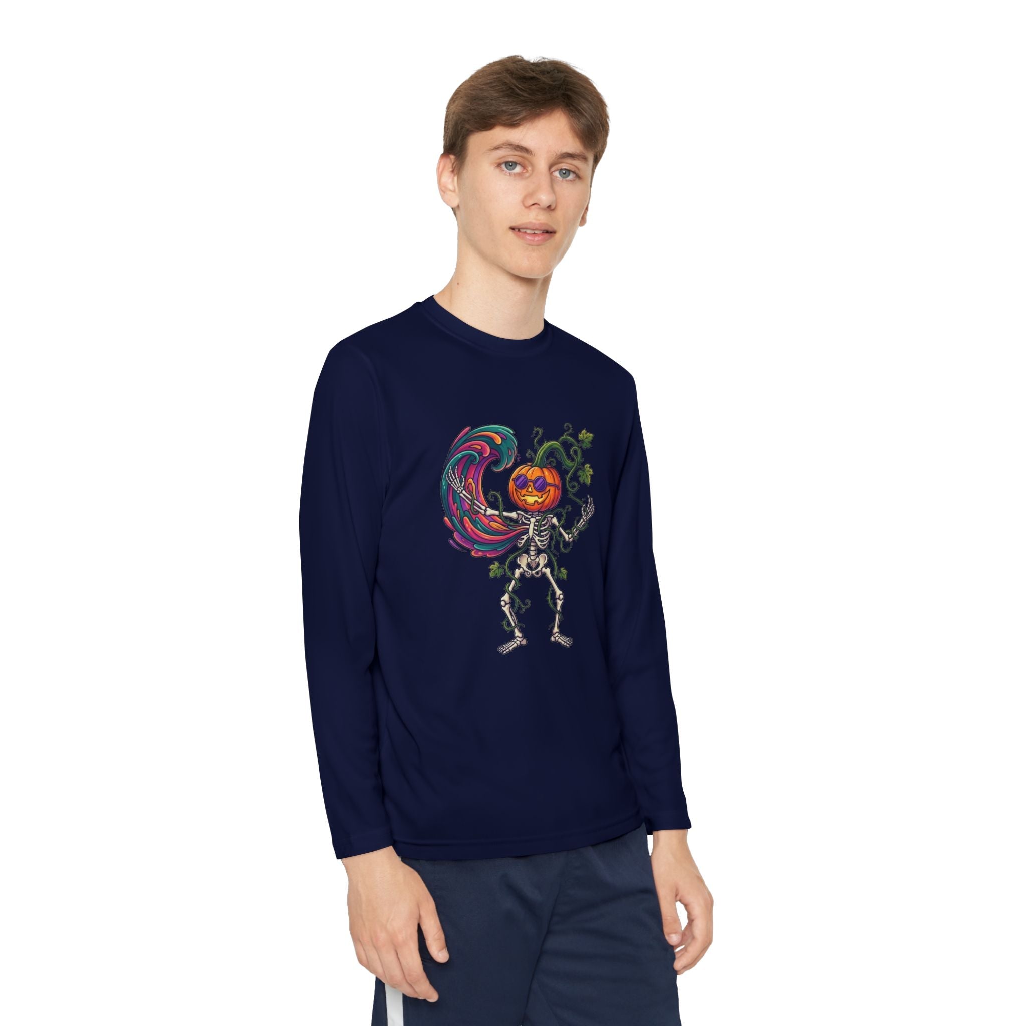 Youth Halloween Pumpkin Skeleton Long Sleeve Tee - Christophers InspirationEmber Spirit Apparel