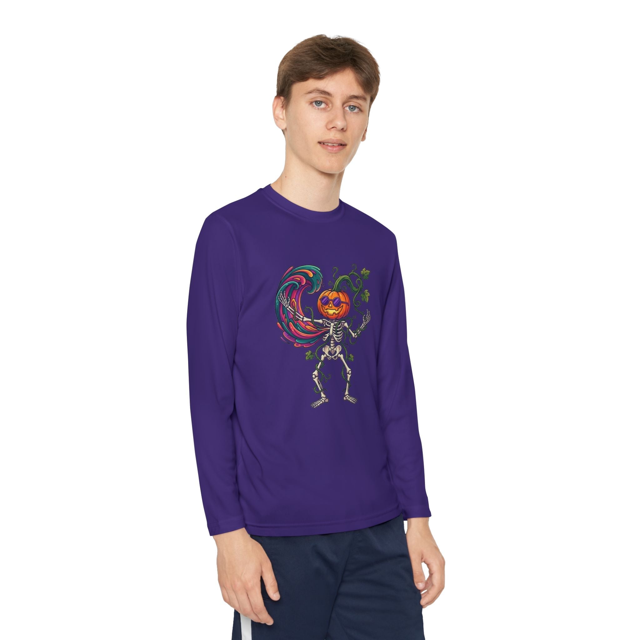 Youth Halloween Pumpkin Skeleton Long Sleeve Tee - Christophers InspirationEmber Spirit Apparel