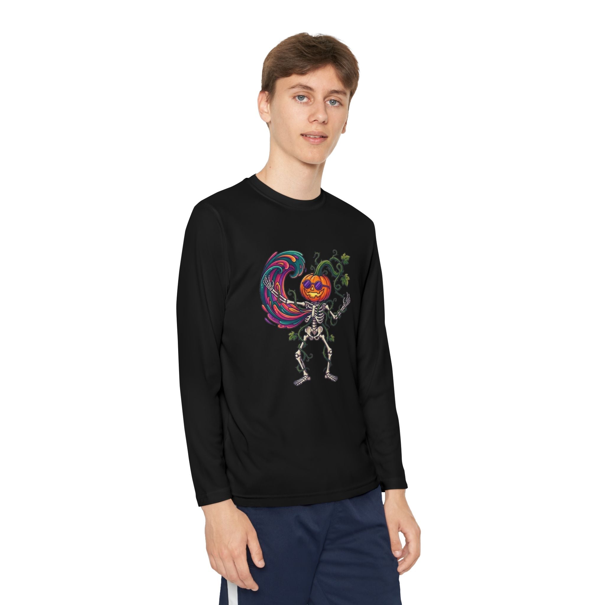 Youth Halloween Pumpkin Skeleton Long Sleeve Tee - Christophers InspirationEmber Spirit Apparel