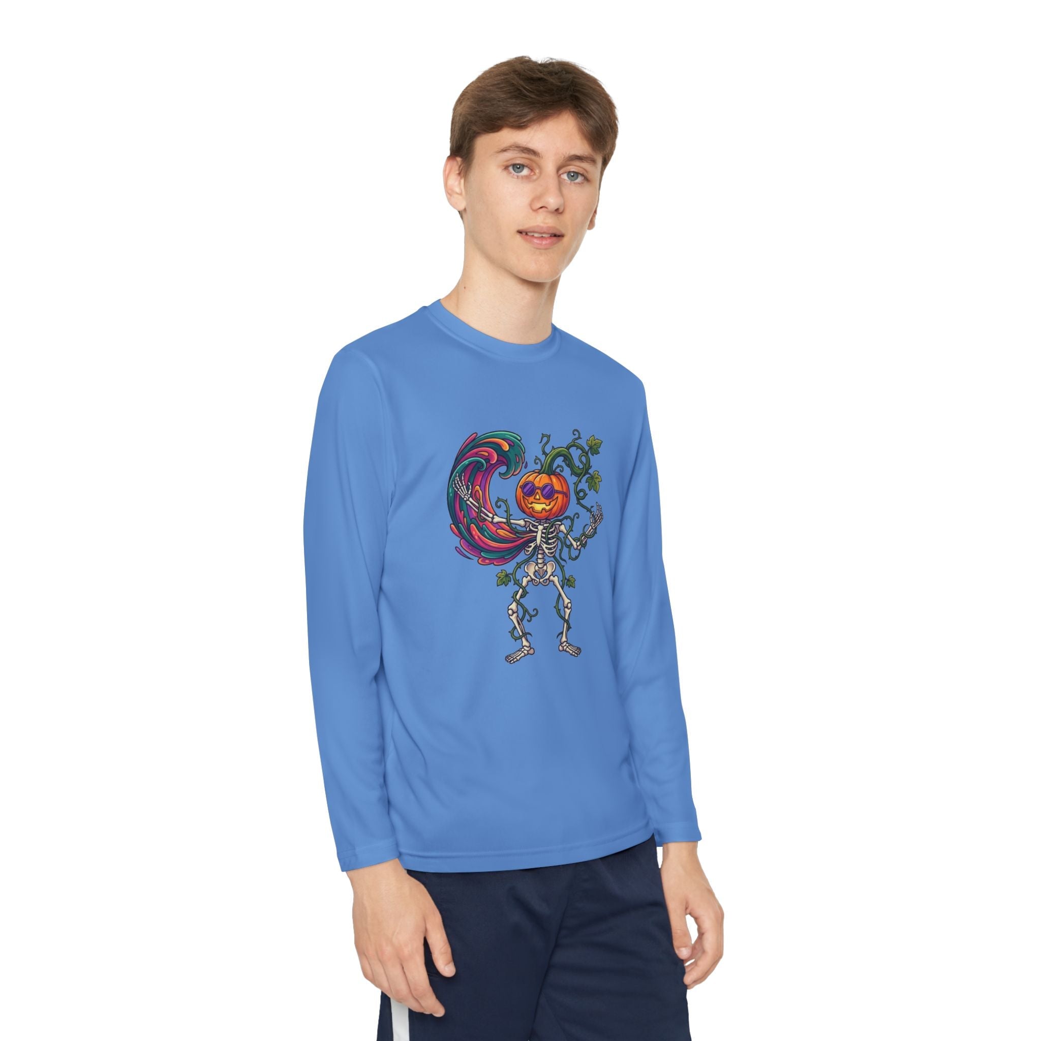 Youth Halloween Pumpkin Skeleton Long Sleeve Tee - Christophers InspirationEmber Spirit Apparel
