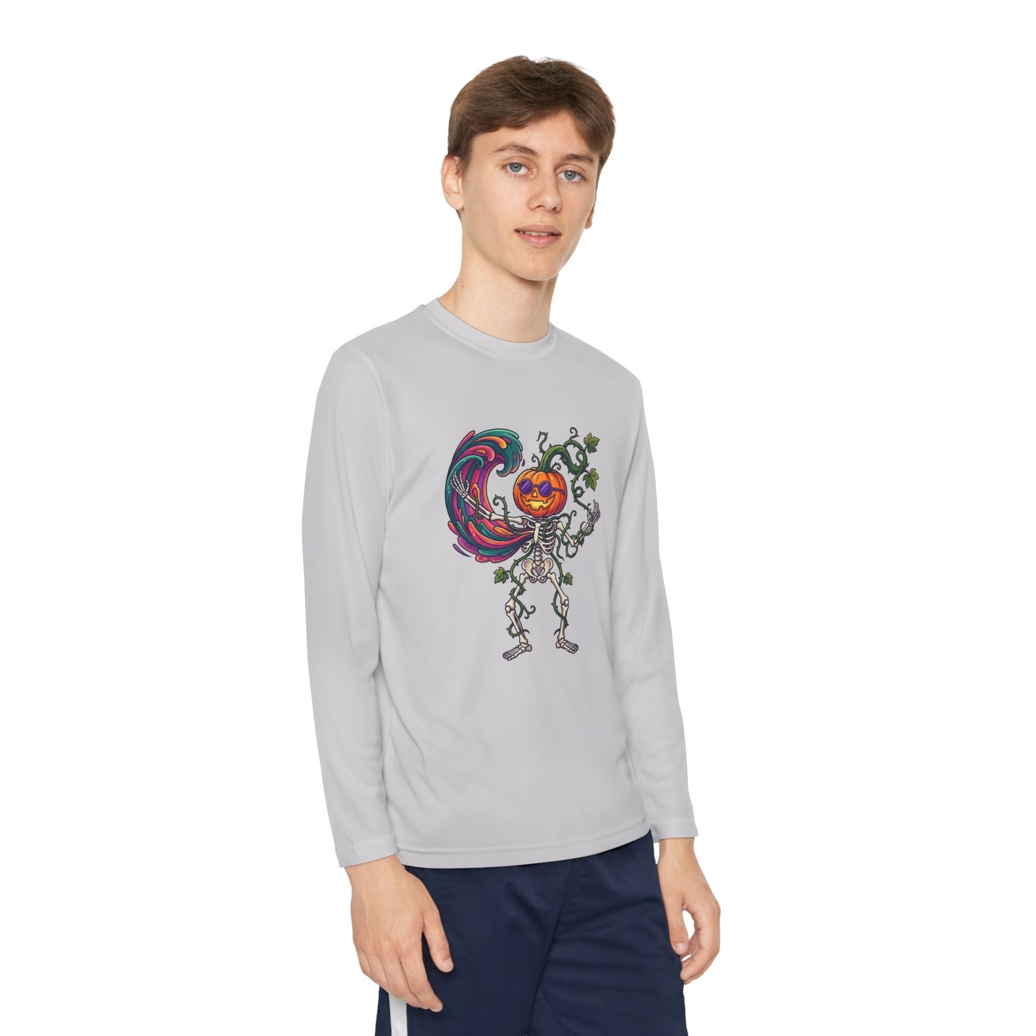Youth Halloween Pumpkin Skeleton Long Sleeve Tee - Christophers InspirationEmber Spirit Apparel