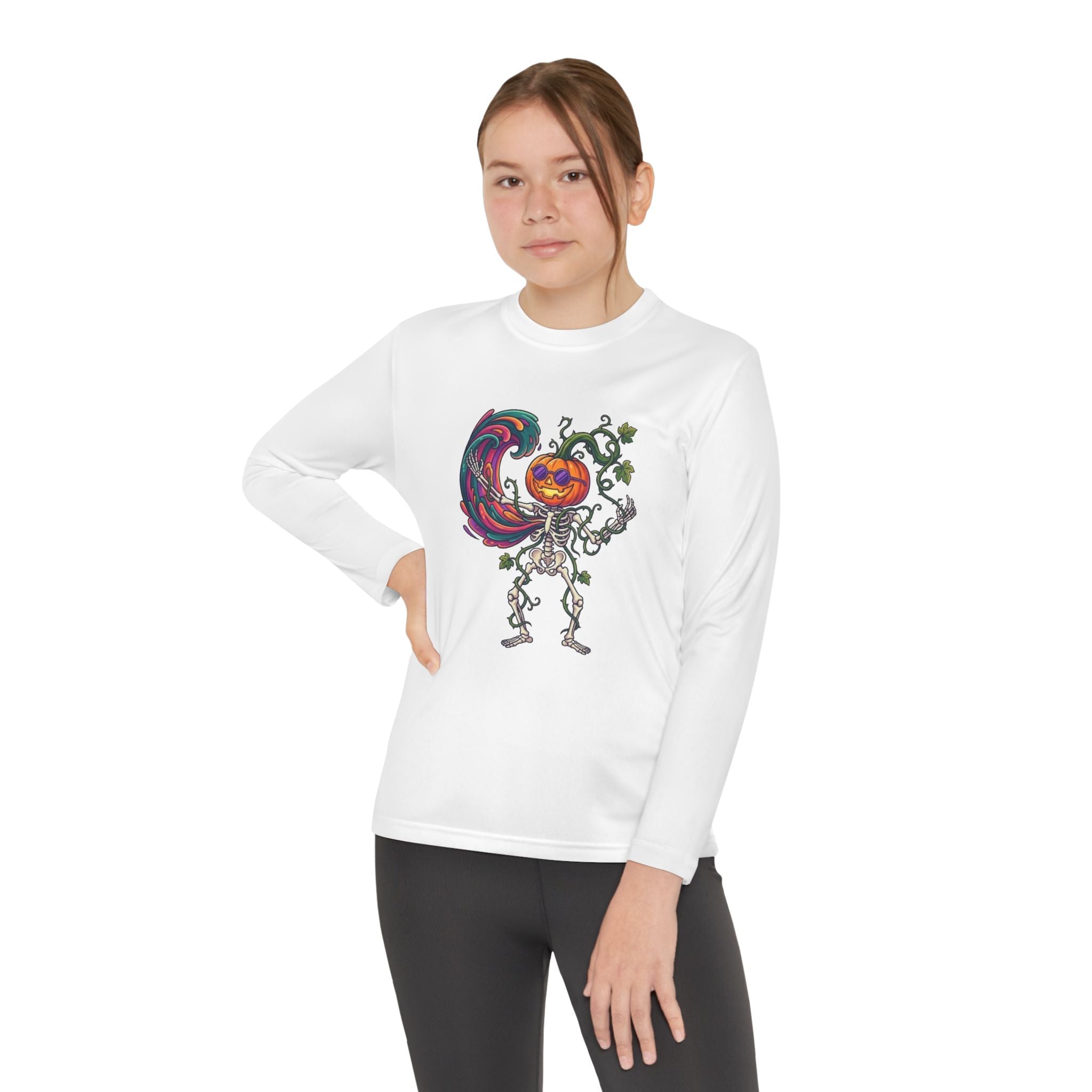 Youth Halloween Pumpkin Skeleton Long Sleeve Tee - Christophers InspirationEmber Spirit Apparel