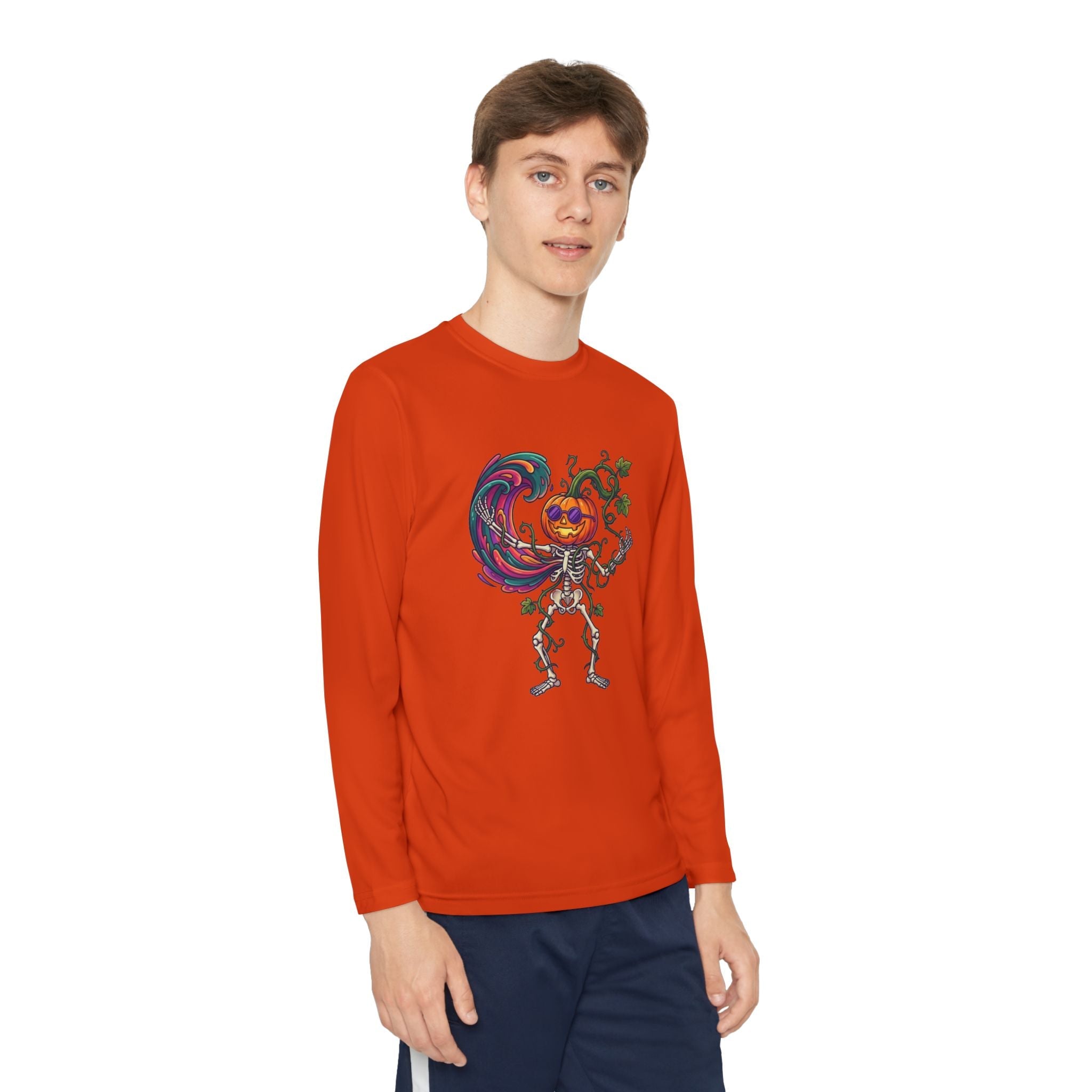 Youth Halloween Pumpkin Skeleton Long Sleeve Tee - Christophers InspirationEmber Spirit Apparel