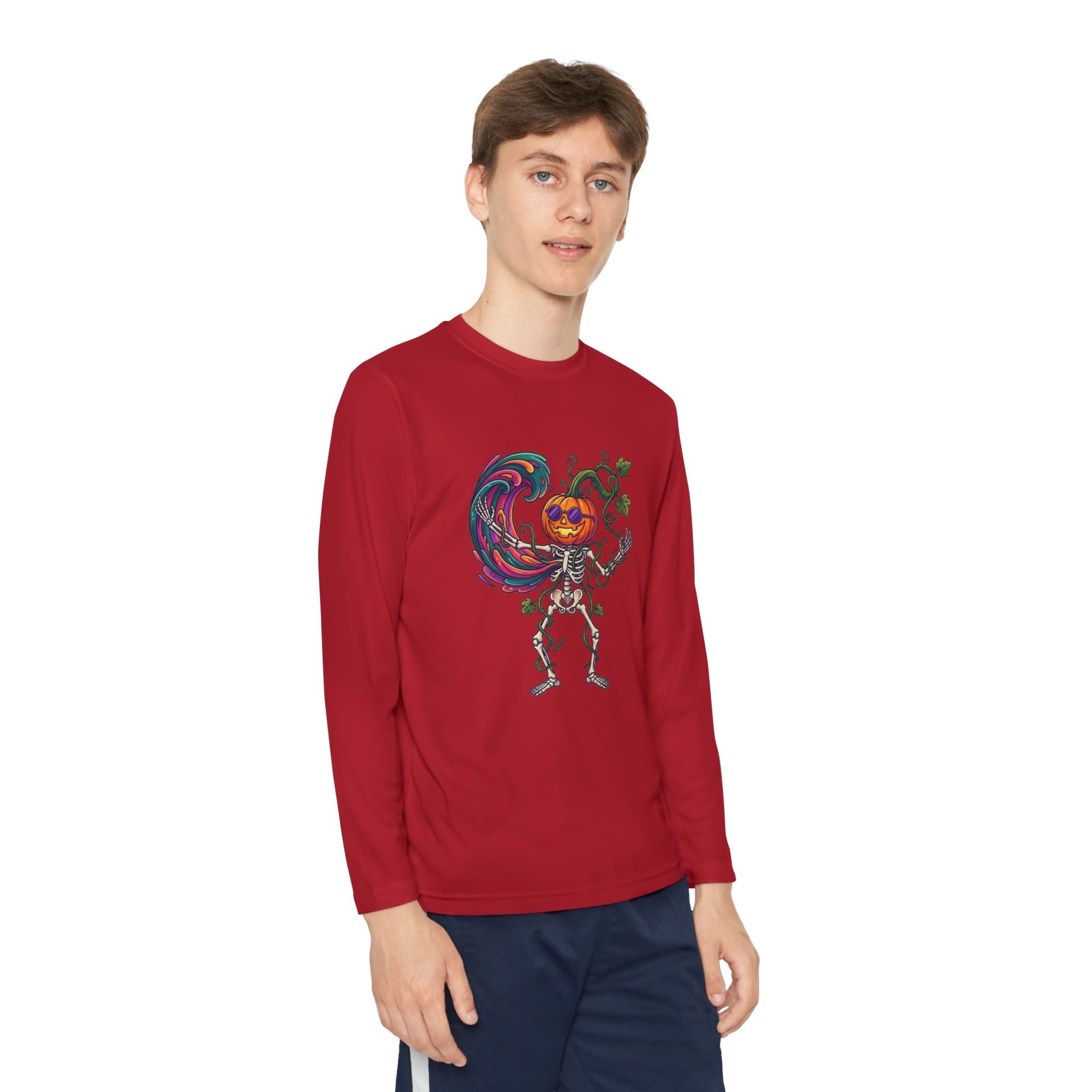 Youth Halloween Pumpkin Skeleton Long Sleeve Tee - Christophers InspirationEmber Spirit Apparel