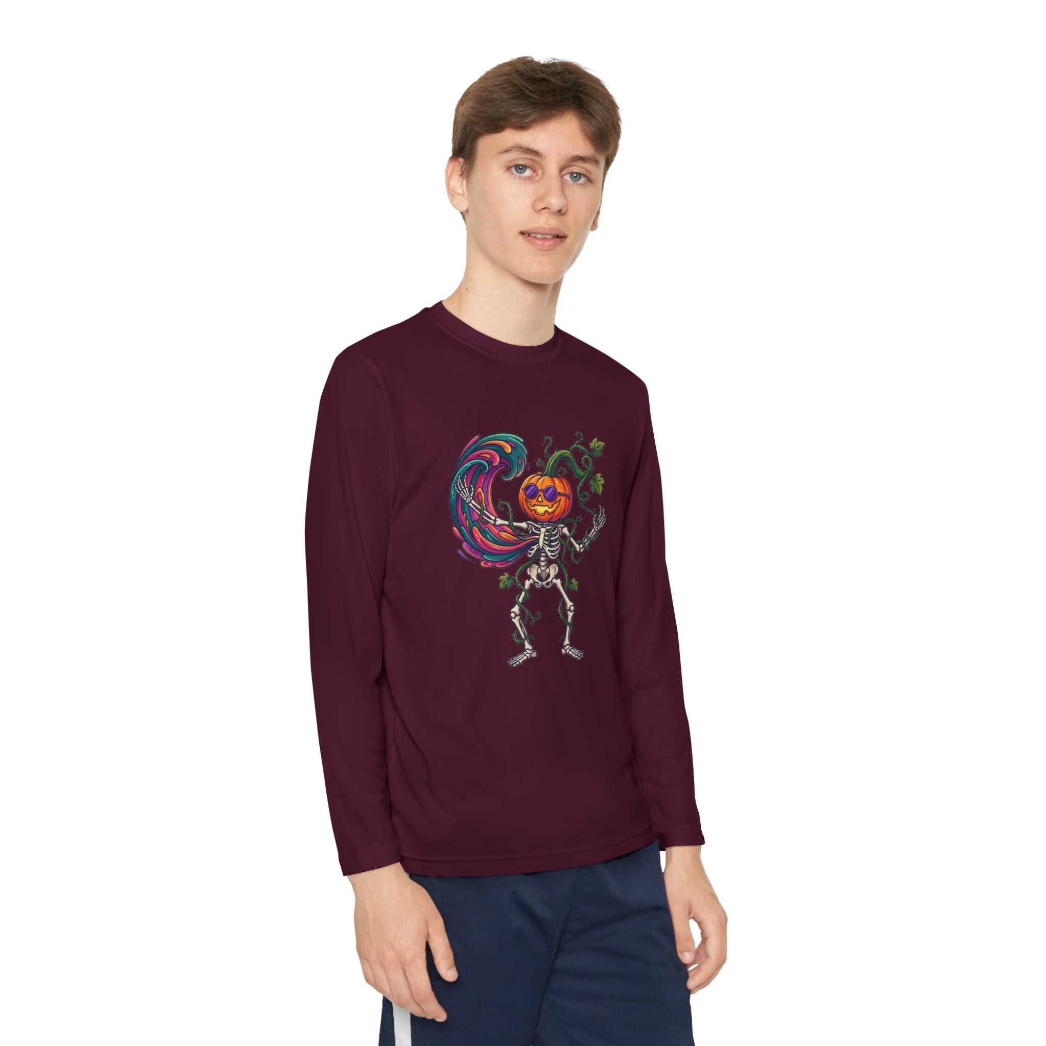 Youth Halloween Pumpkin Skeleton Long Sleeve Tee - Christophers InspirationEmber Spirit Apparel