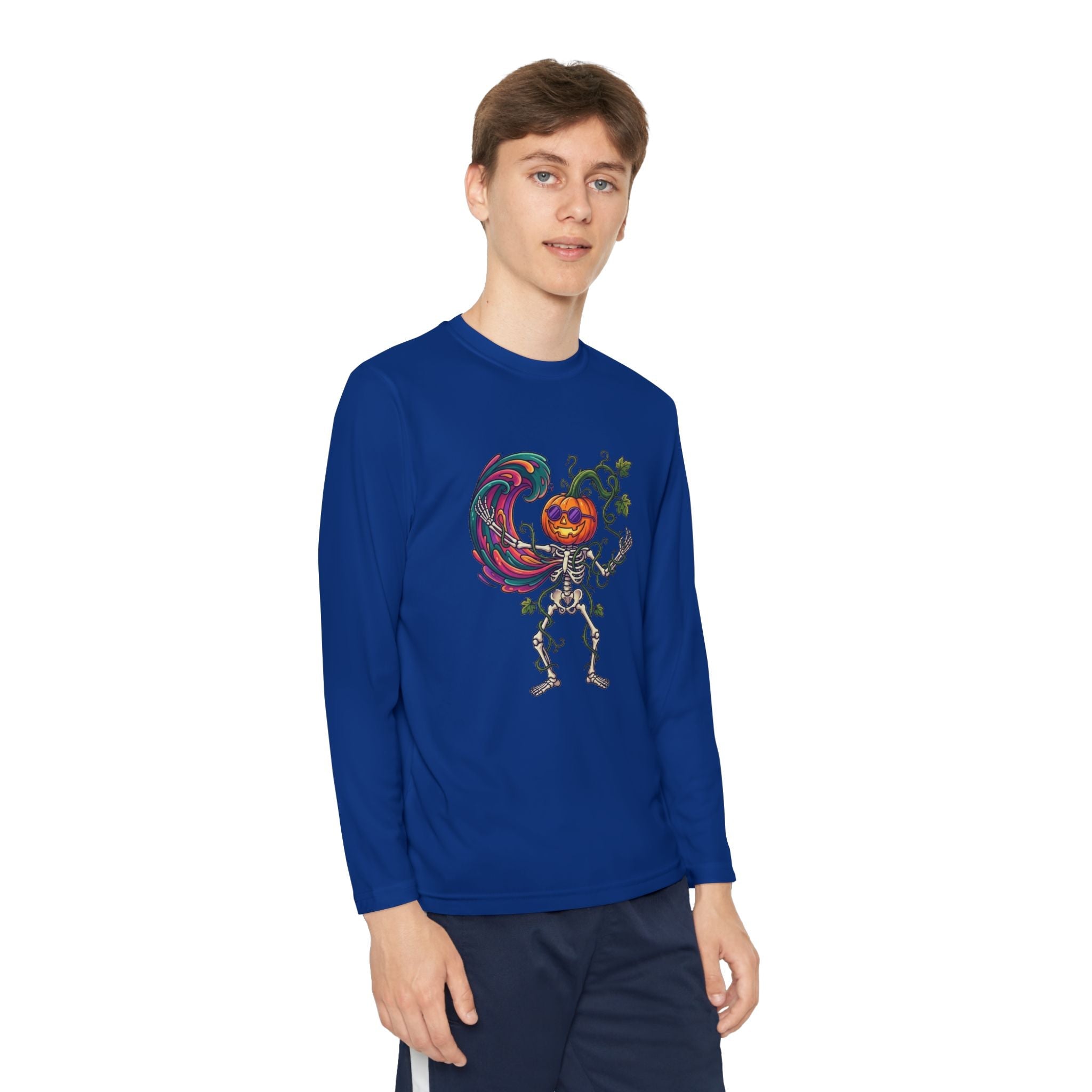 Youth Halloween Pumpkin Skeleton Long Sleeve Tee - Christophers InspirationEmber Spirit Apparel